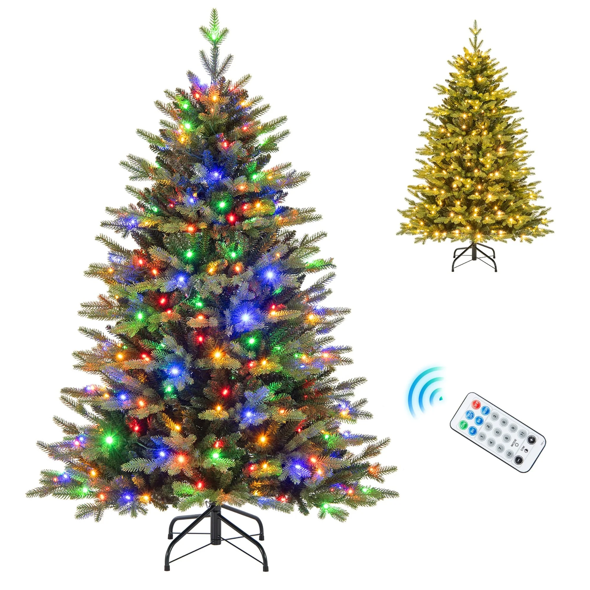 Gymax 5/6 FT Pre-Lit Artificial Christmas Tree Hinged Xmas Tree w