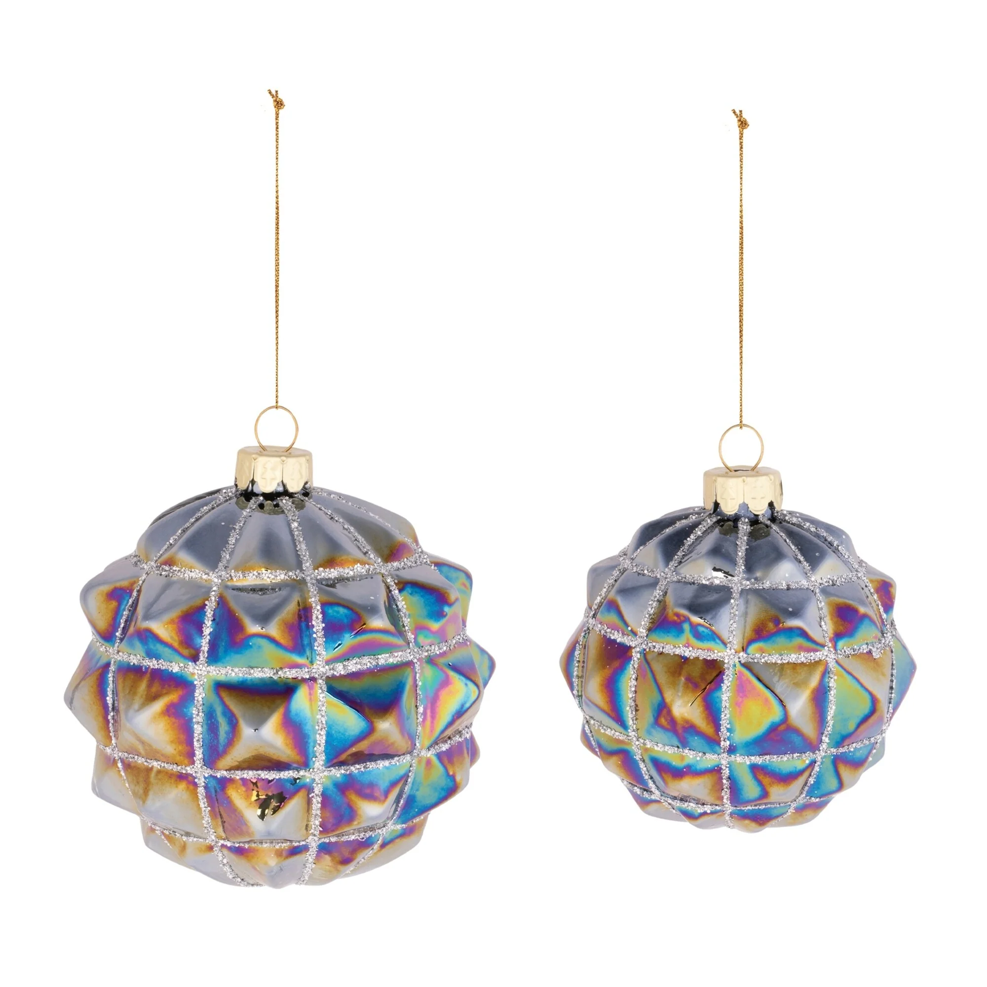 Iridescent Geometric Glass Christmas Ball Ornaments - 4