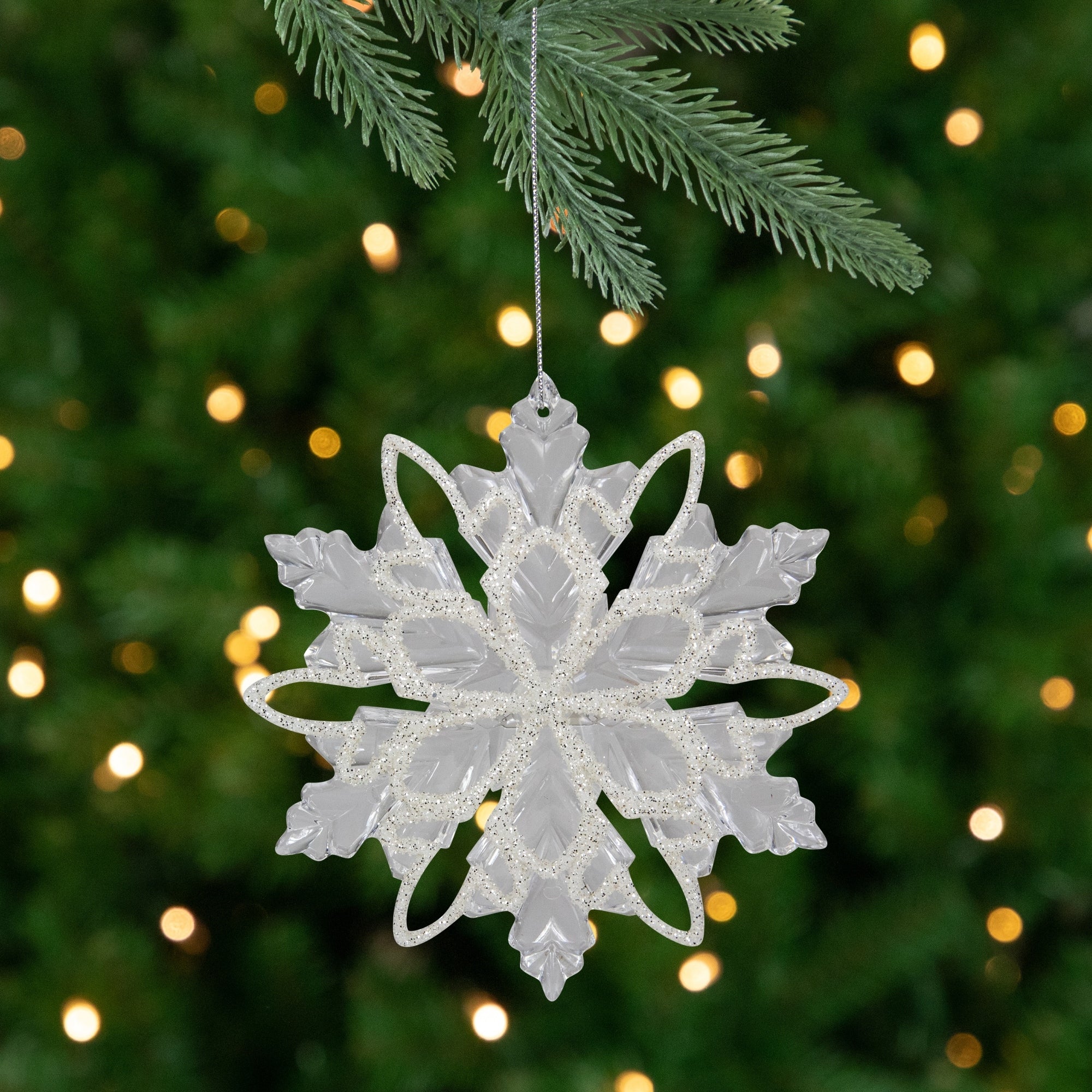Snowflake with Glitter Design Christmas Ornament - 5.5