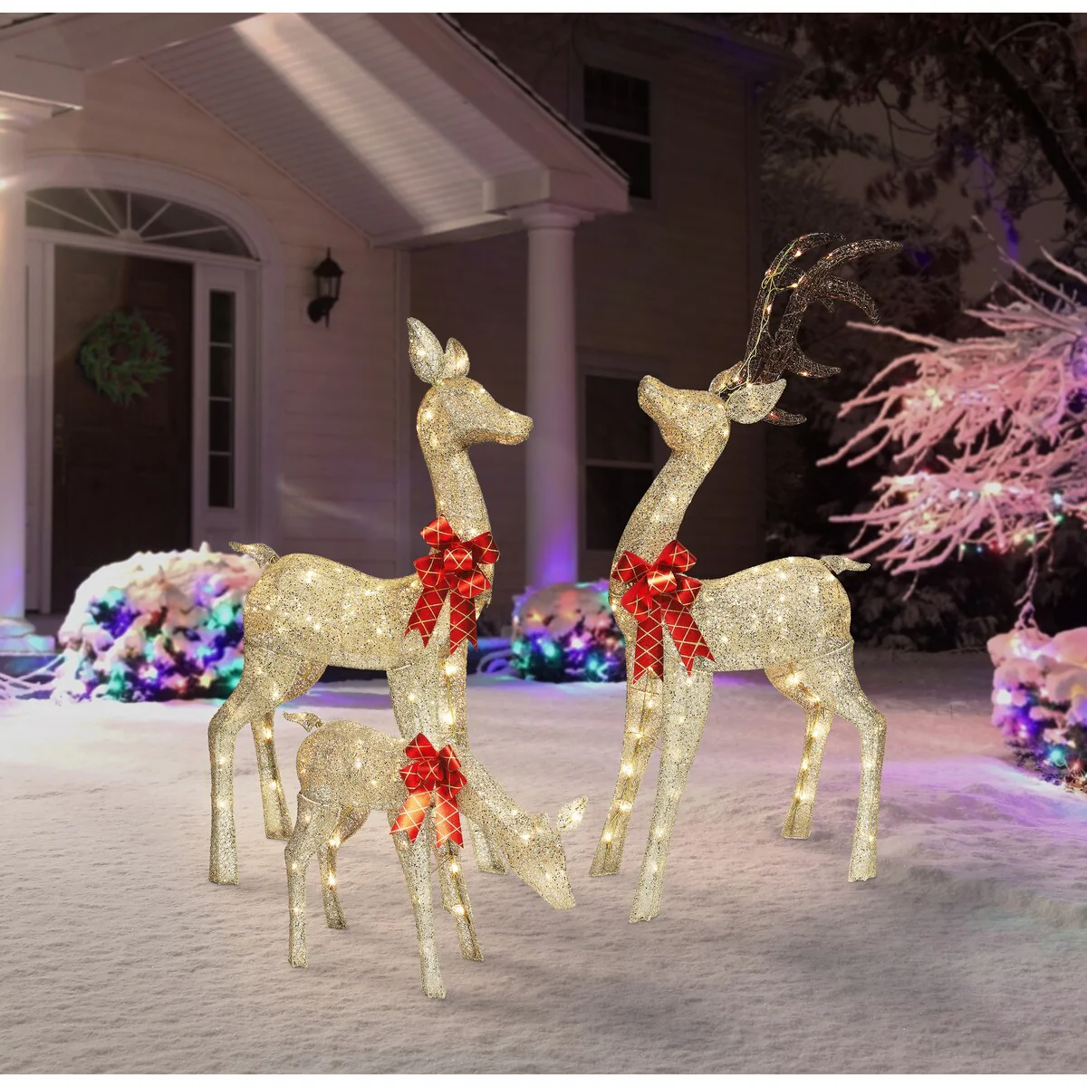 Puleo International Set of 3 Deer Family - Gold - 52.4