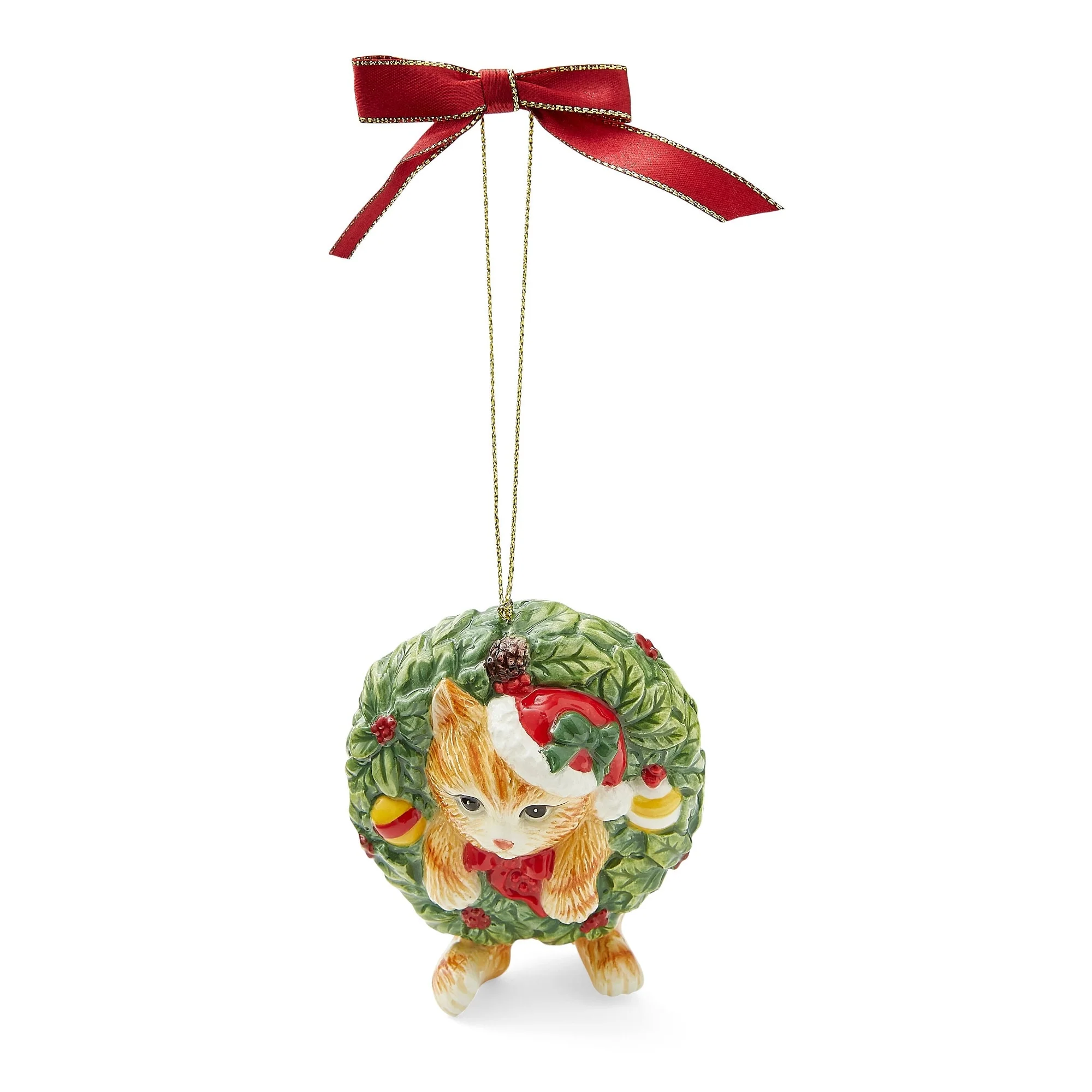 Spode Kitten In Wreath Ornament