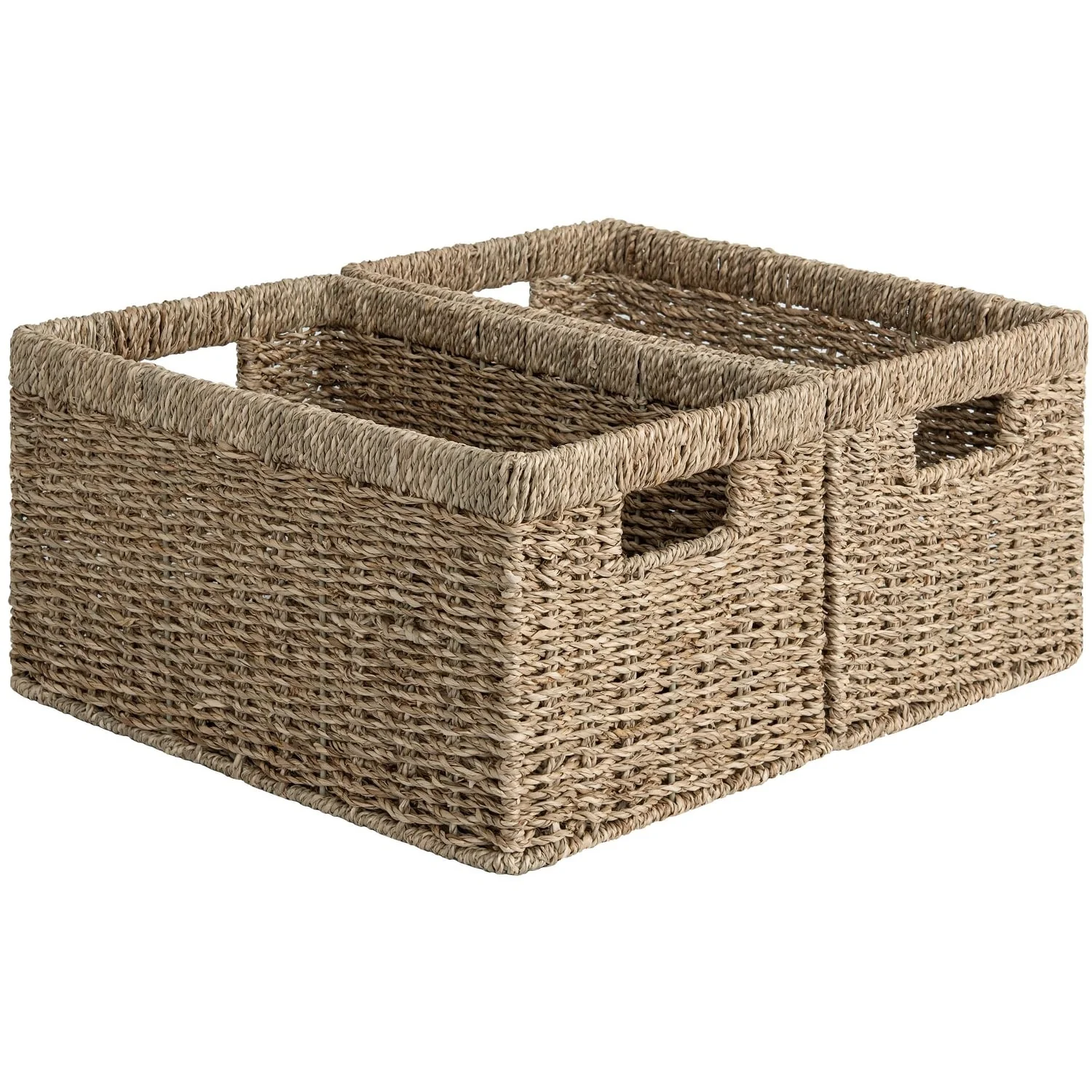 StorageWorks 2-Pack Wicker Storage Basket with Built-in Handle - 8.25