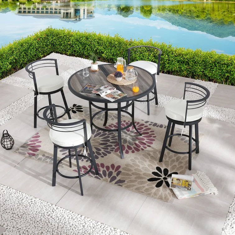 Jakerria 4 - Person Round Outdoor Dining Set with Cushions