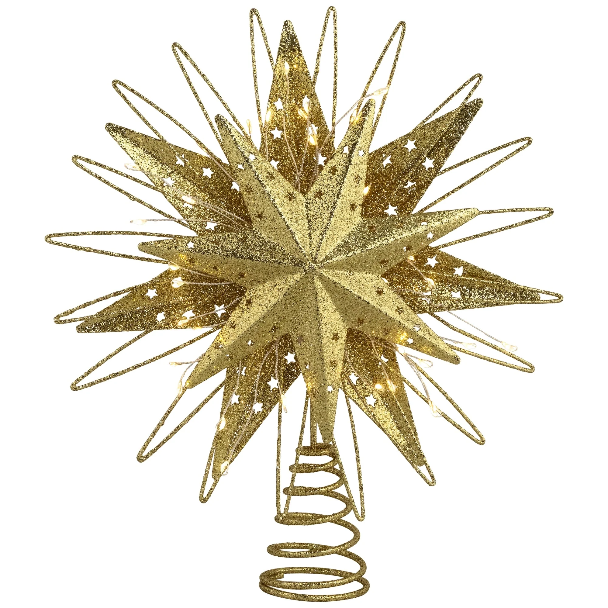 LED Lighted Glittered Starburst Christmas Tree Topper - 13
