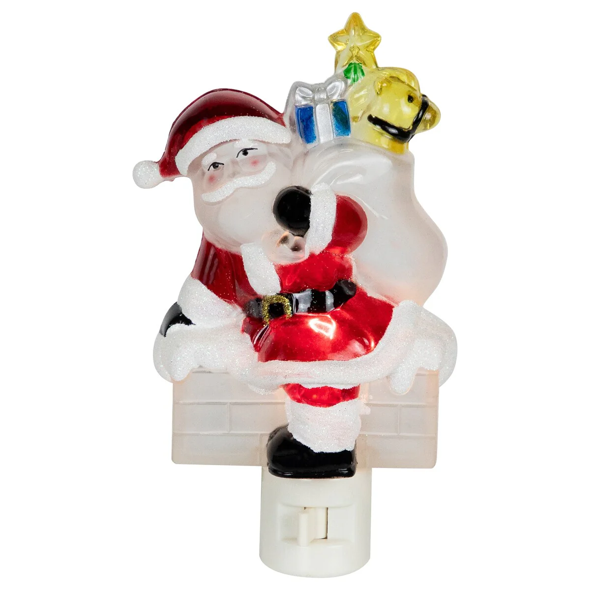 Glittered Santa Climbing Chimney Christmas Night Light - 6.25