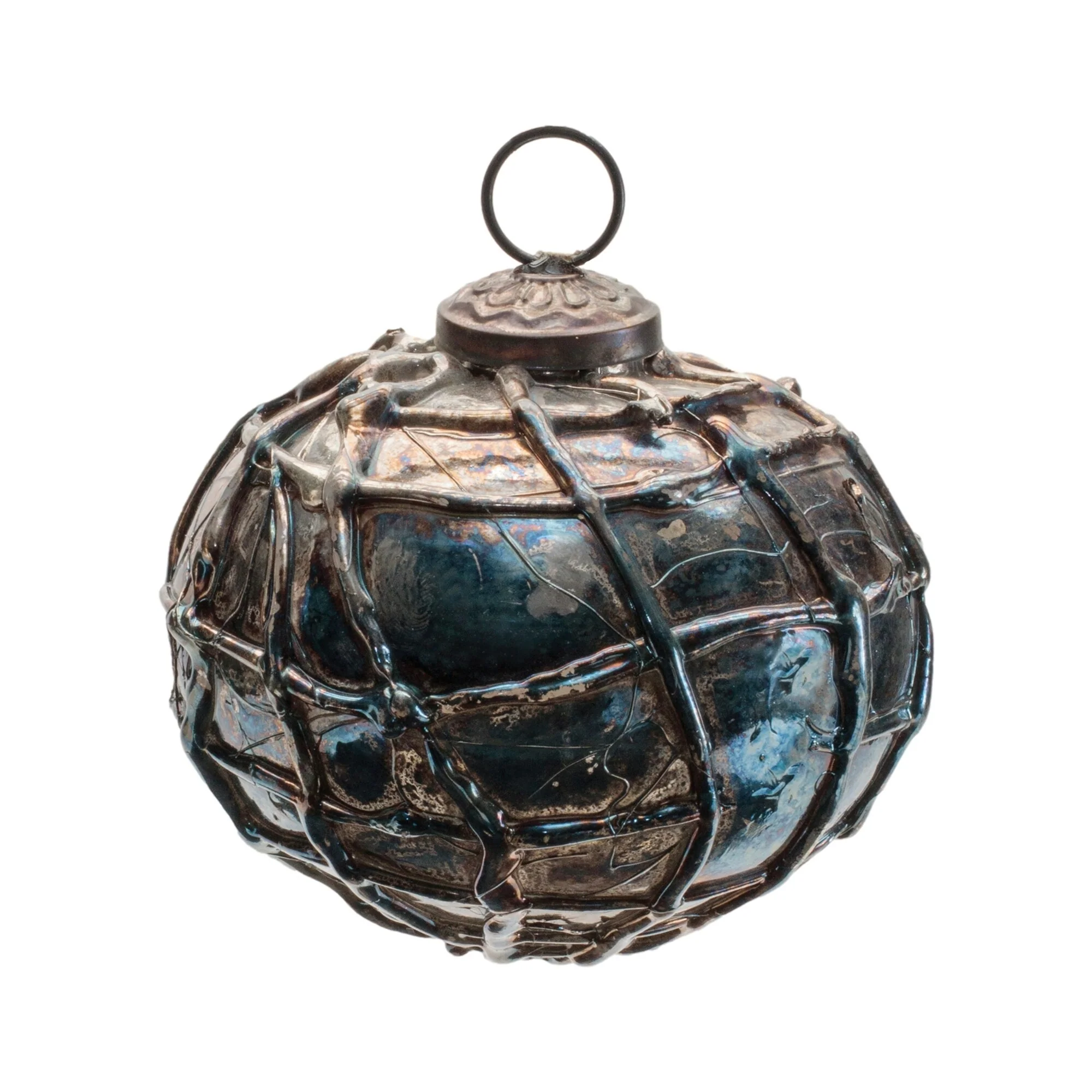 Iridescent Mercury Glass Ball and Cone Christmas Ornaments - 3.5