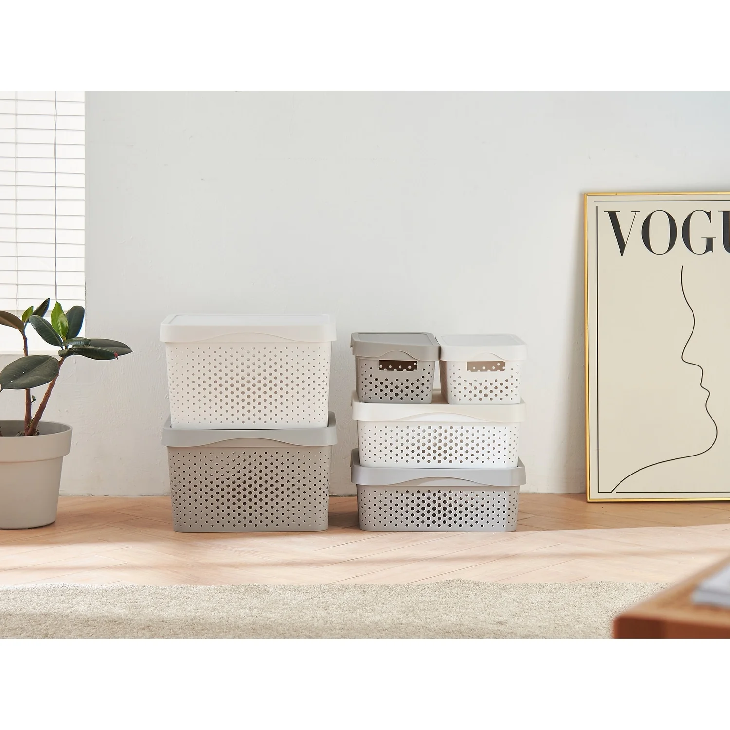 HANAMYA Lidded Storage Bin Organizer