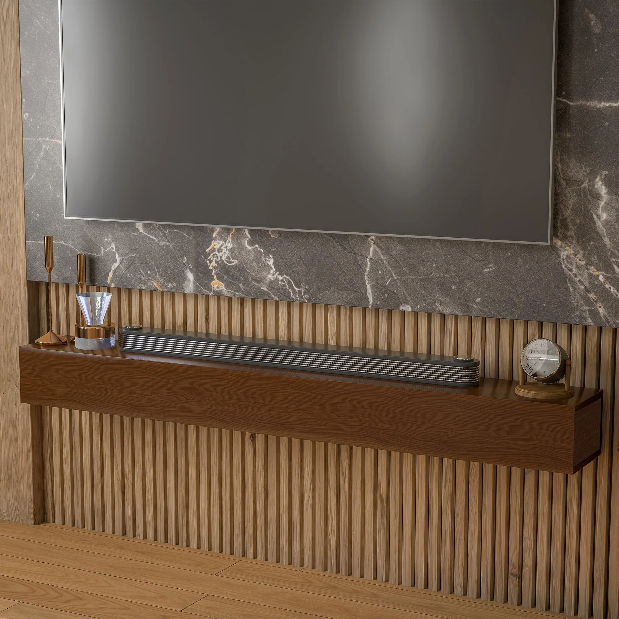 60'' Fireplace Mantel Wooden Wall Mounted Floating Shelf 8
