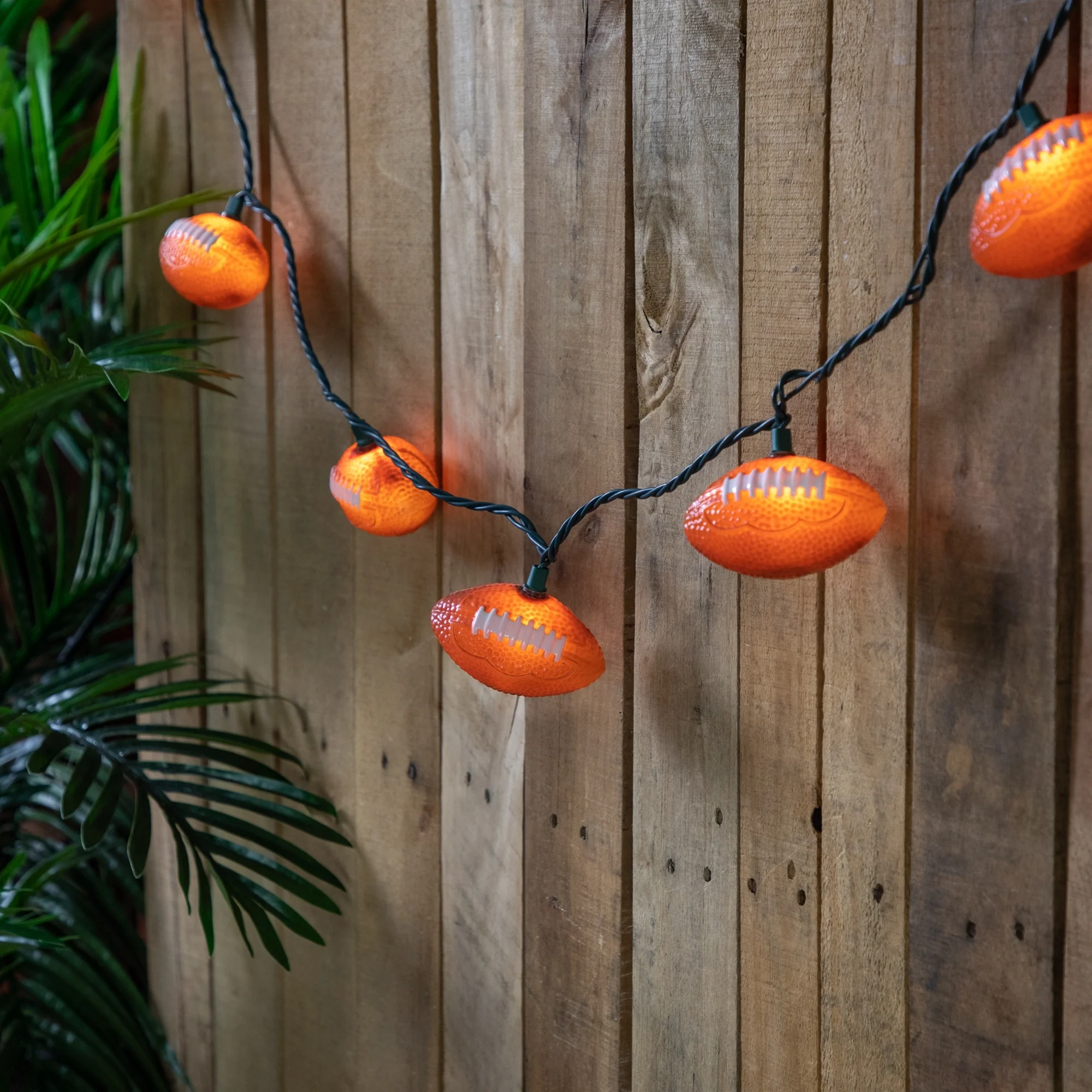Football Indoor Outdoor Patio Light Set - 6' - Green Wire - 10ct