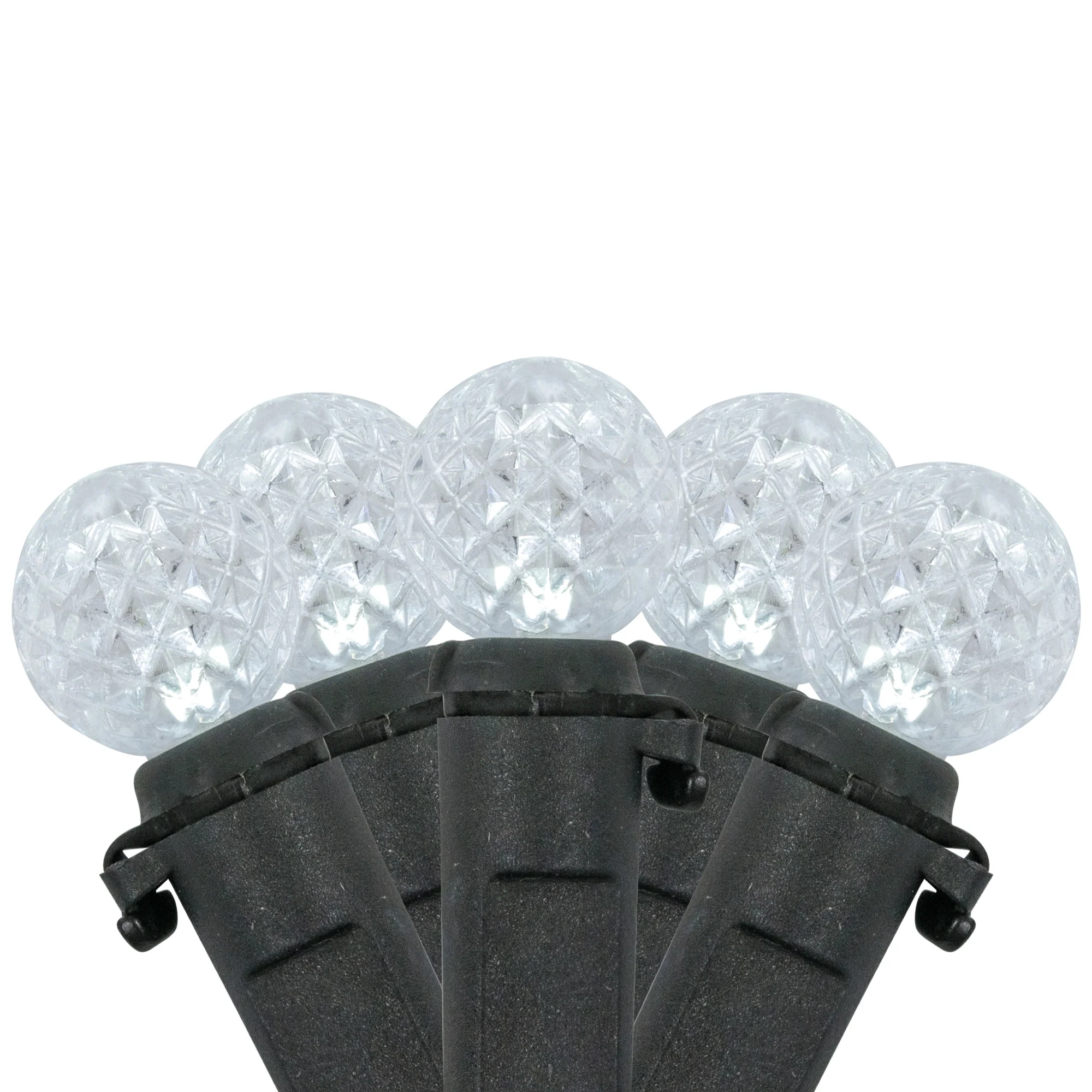 LED G12 Berry Christmas Lights - Pure White - 16' Black Wire - 50 ct