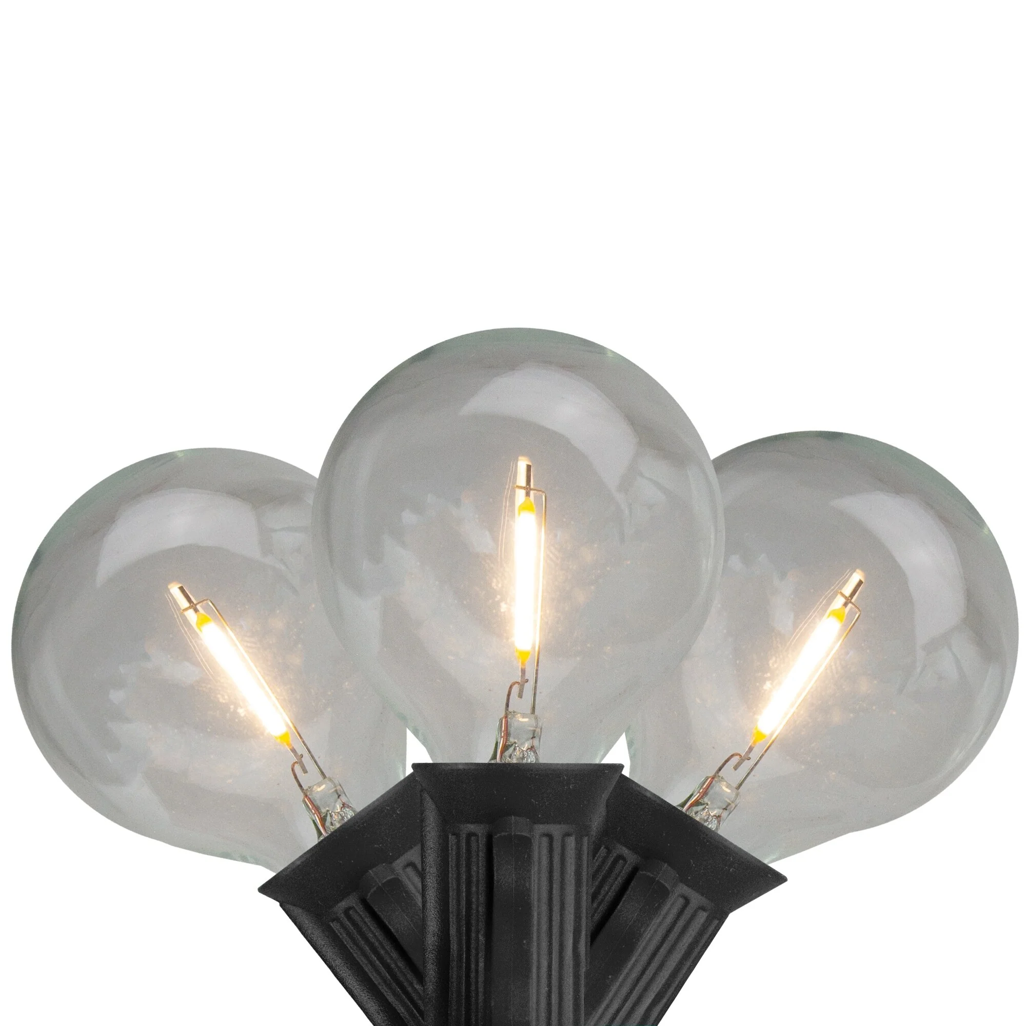 20ct Warm White LED G50 Globe Patio Lights, 20ft Black Wire