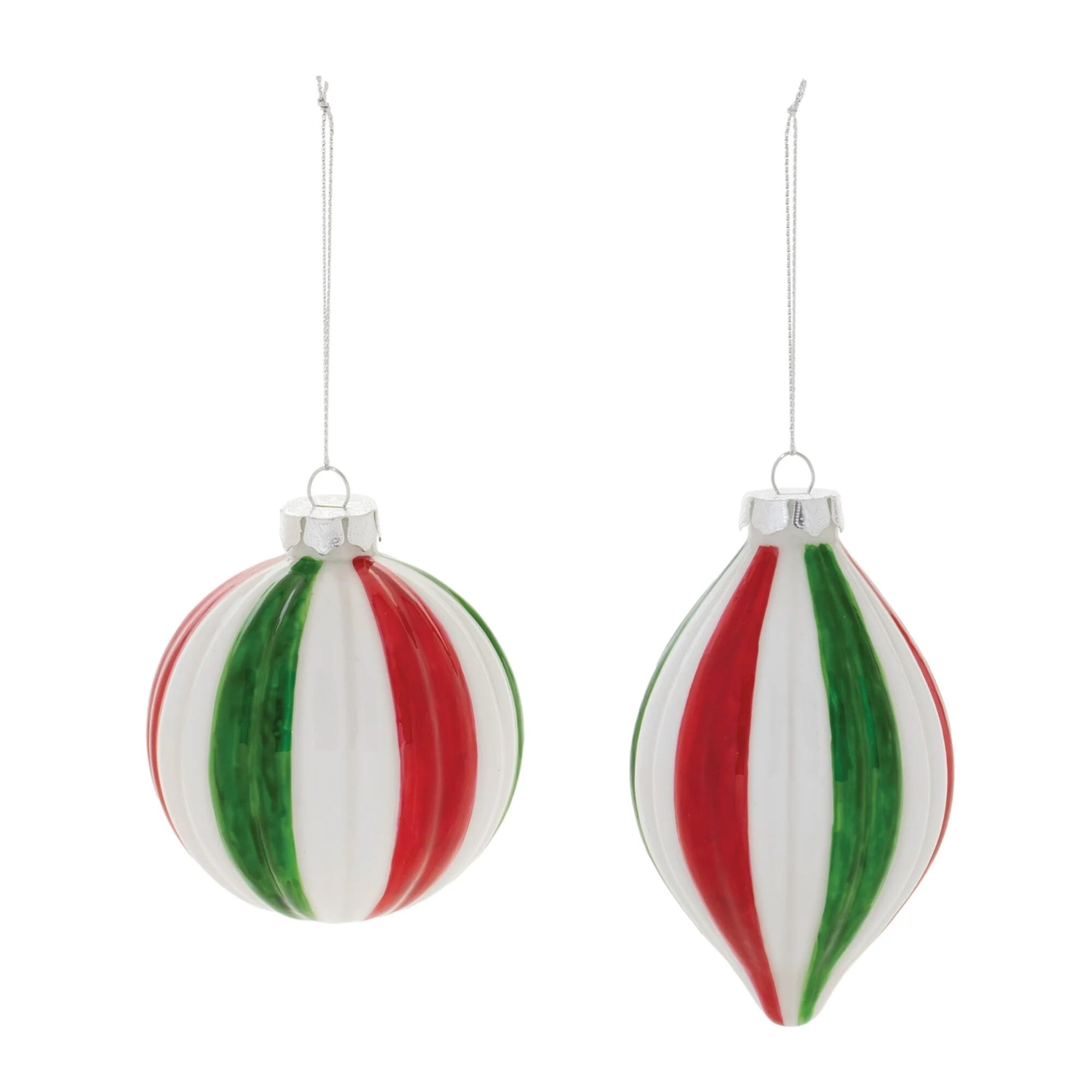 Ribbed Glass Christmas Ornaments - 4.75