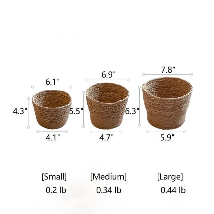 RusticReach Natural Straw Desktop Flower Basket