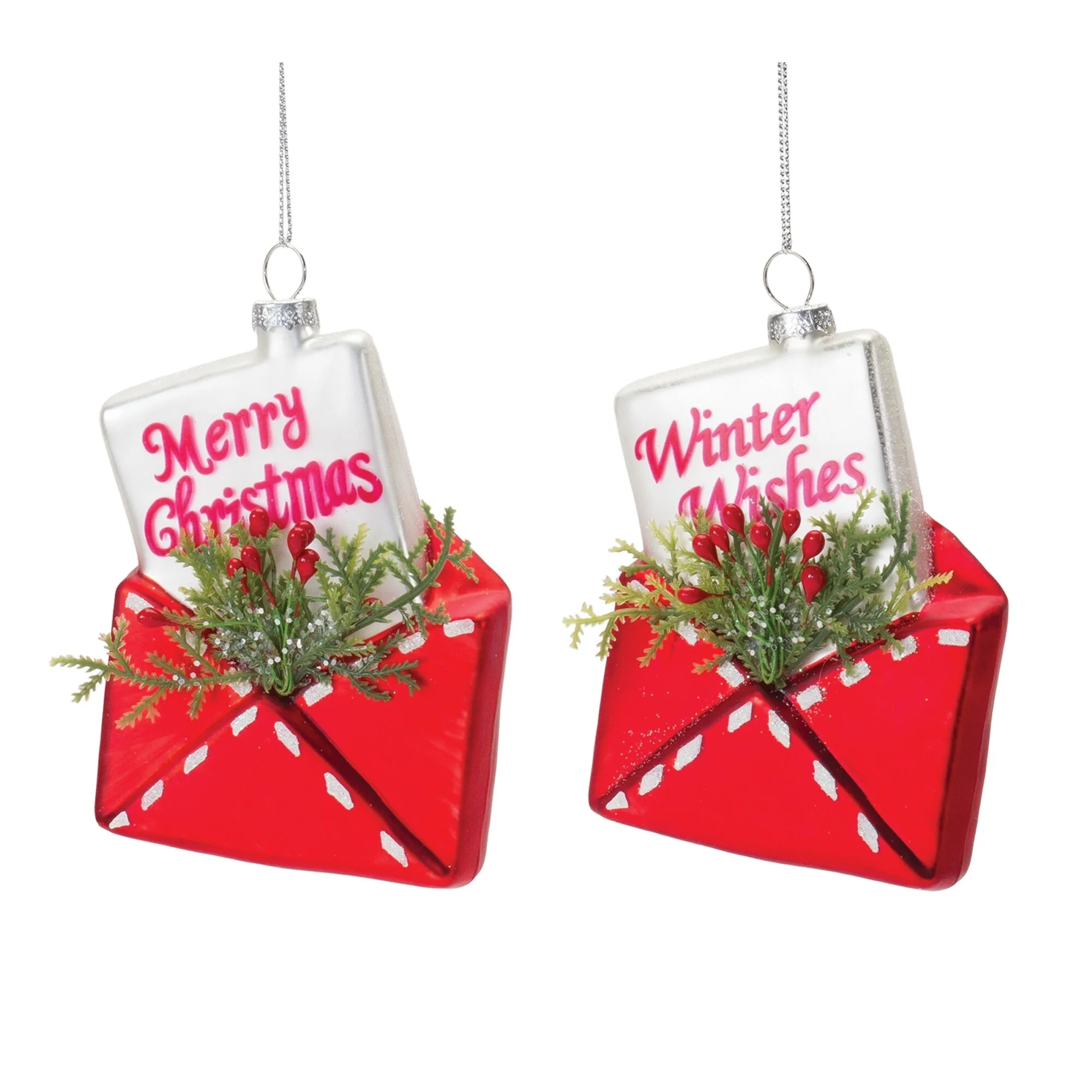 Glittered Santa Letter In Envelope Christmas Ornaments 5