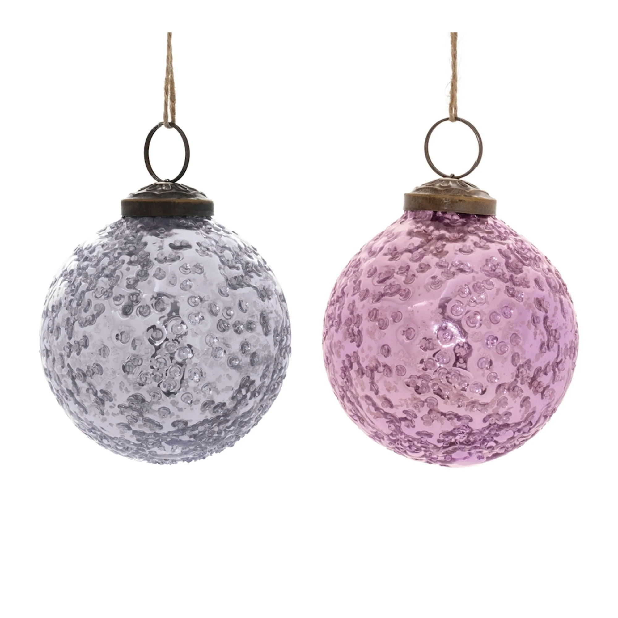 Set of 6 Purple Glass Ball Ornaments for Christmas Tree Decor - 3