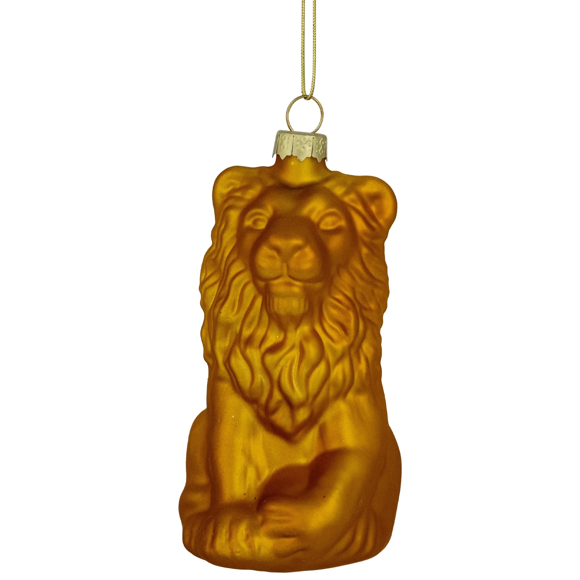 Sitting Lion Glass Christmas Ornament - 2.5