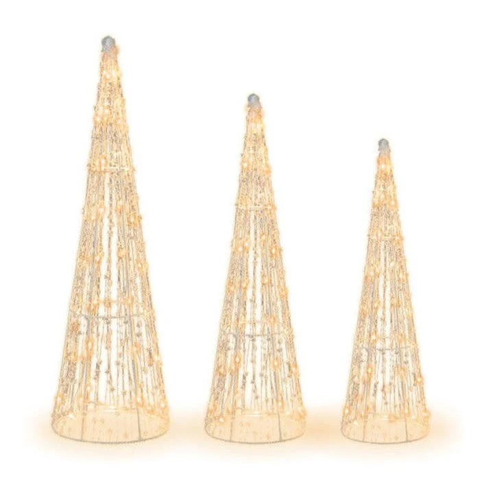 Christmas Decor Cone Trees - Set of 3