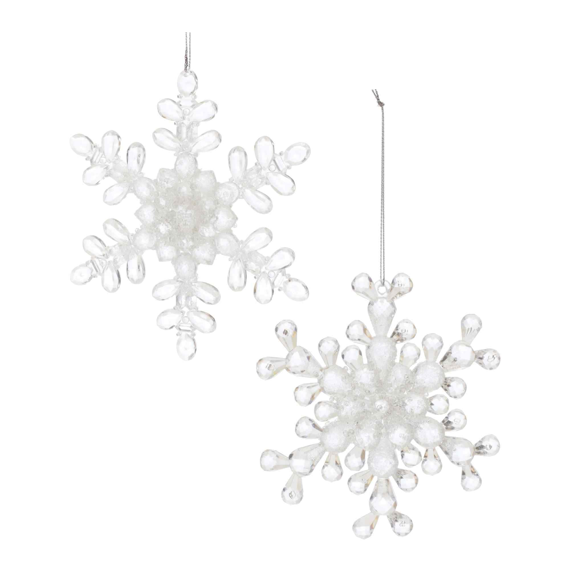 Glittered Snowflake Christmas Ornaments - 5.25