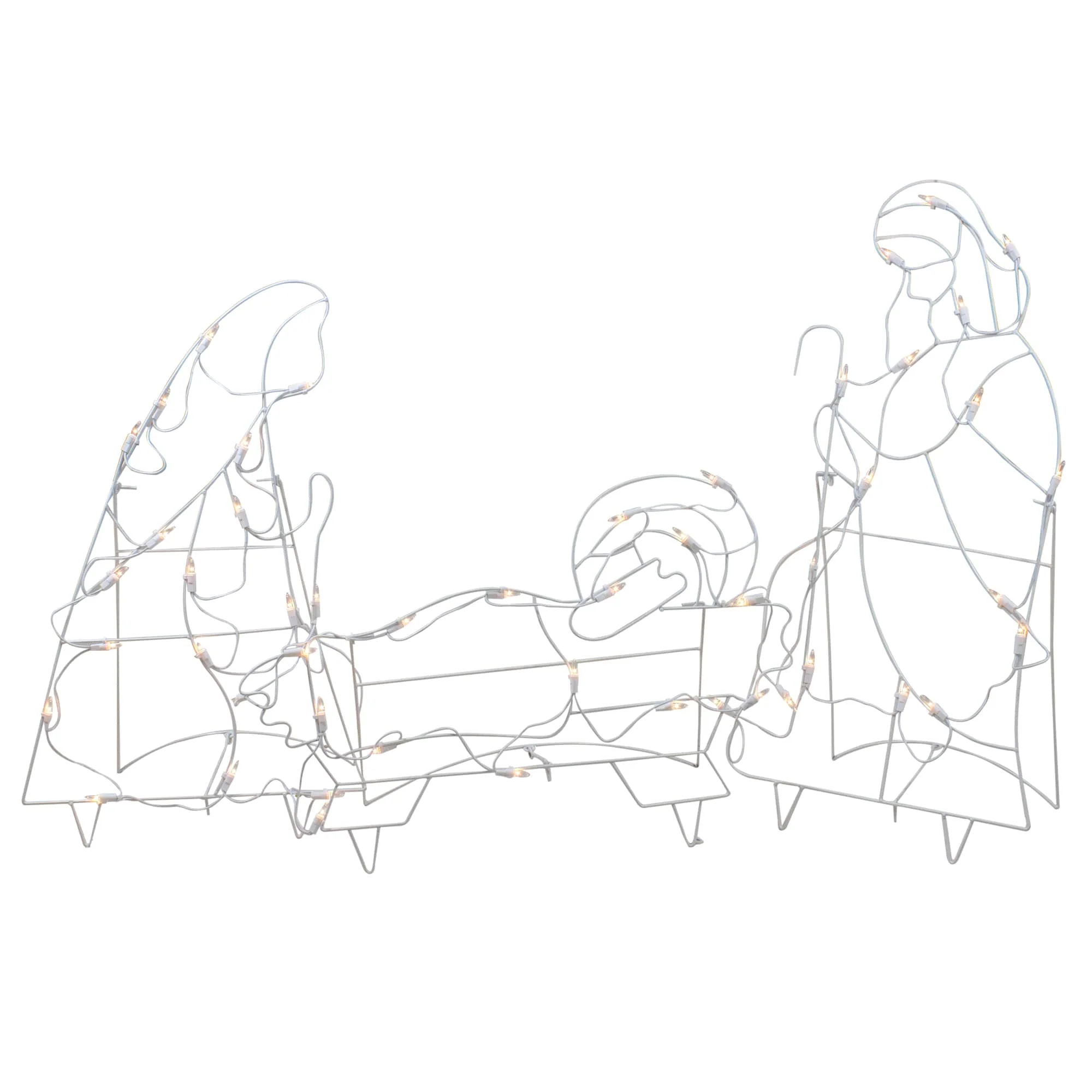 3-Piece Lighted Holy Family Nativity Scene Outdoor Christmas Decor Set - White