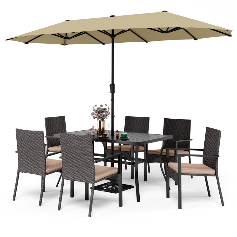 Alyah 6 - Person Rectangular Outdoor Dining Set with Cushions