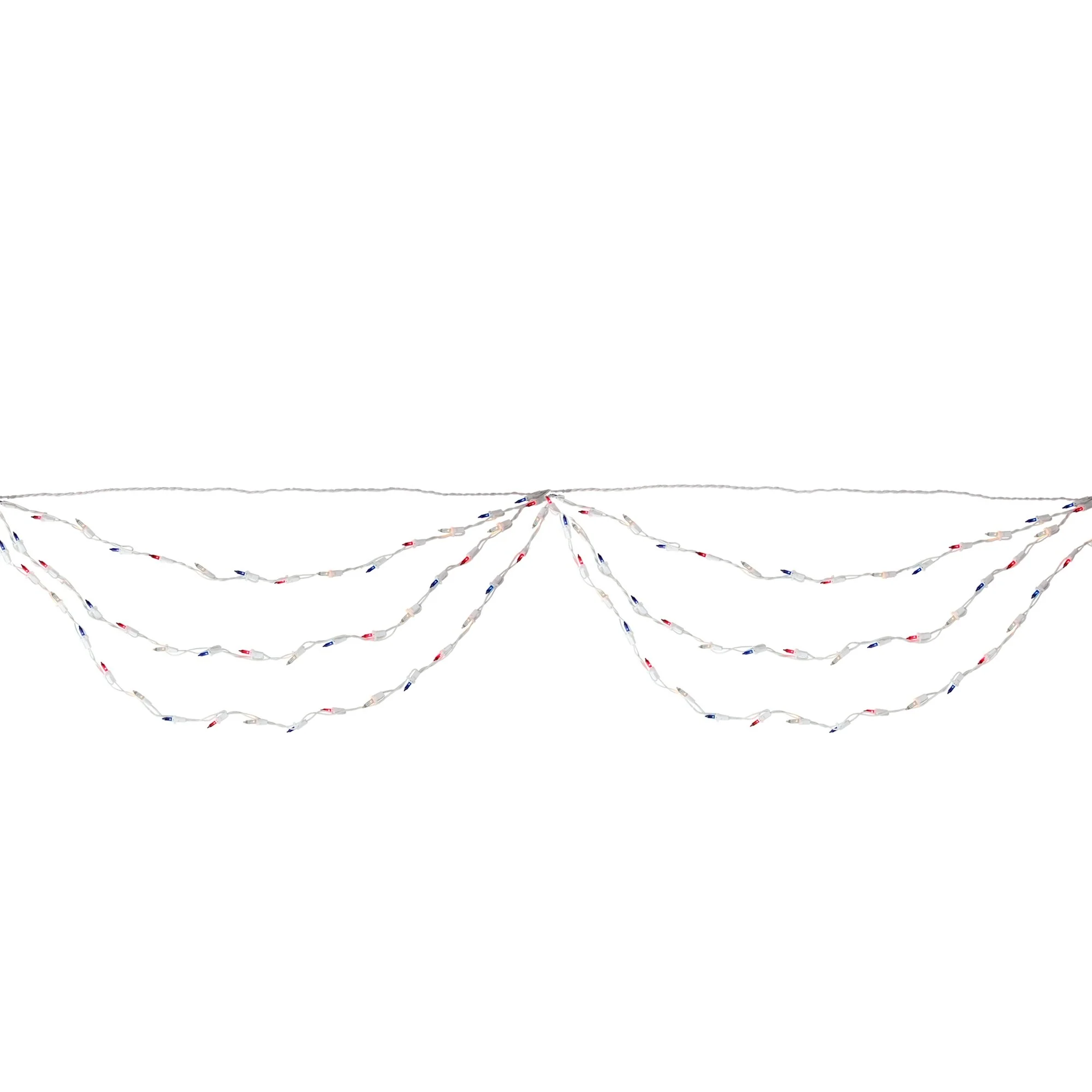 Mini Swag Christmas Light Set Red, White and Blue 6' White Wire 100Ct