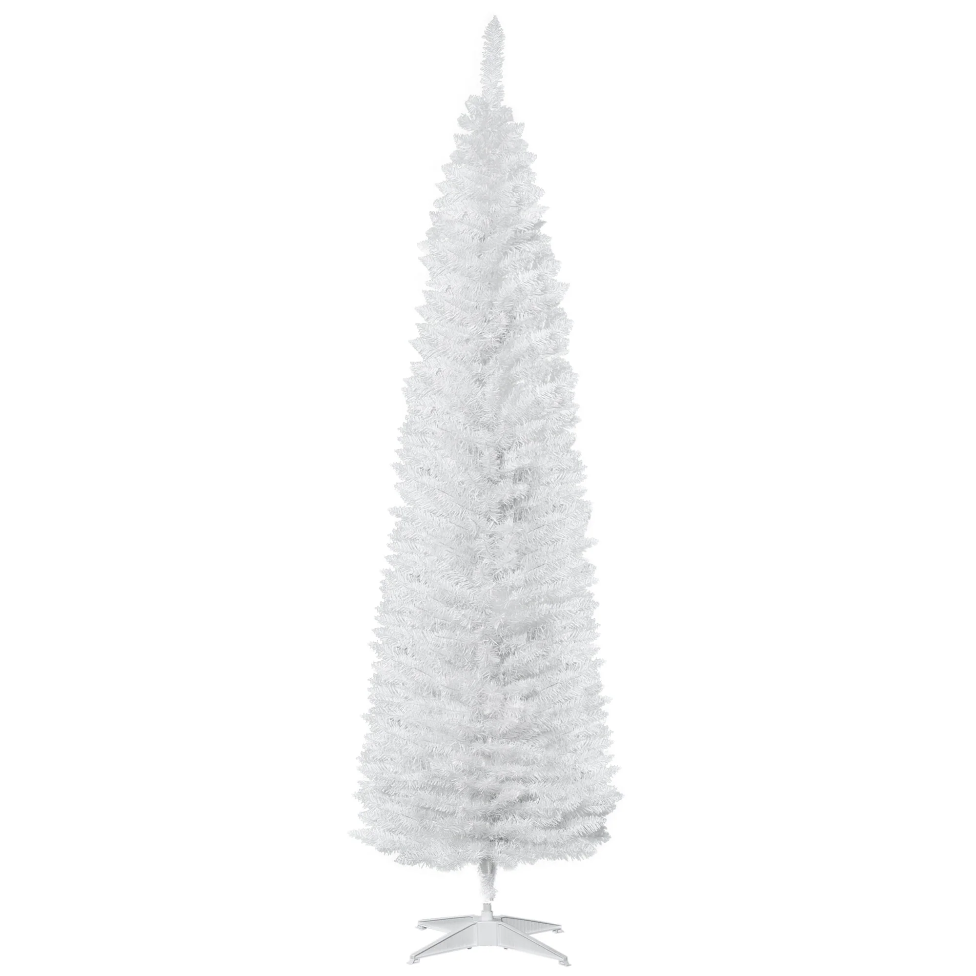 Sleek and Stylish 7' White Pencil Christmas Tree, Unlit with 499 Realistic Branch Tips for Holiday Decor