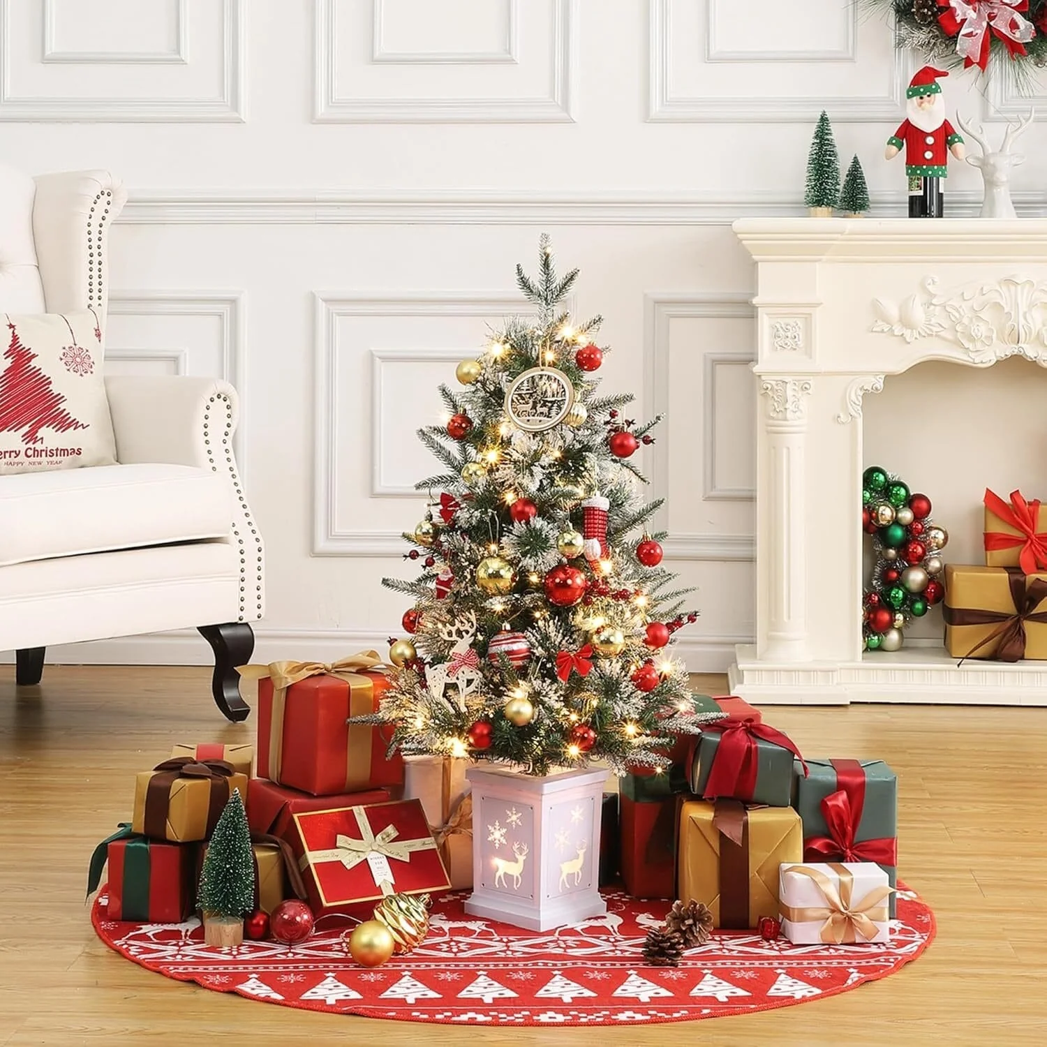 3 Ft Prelit Premium Snow Flocked Artificial Christmas Tree