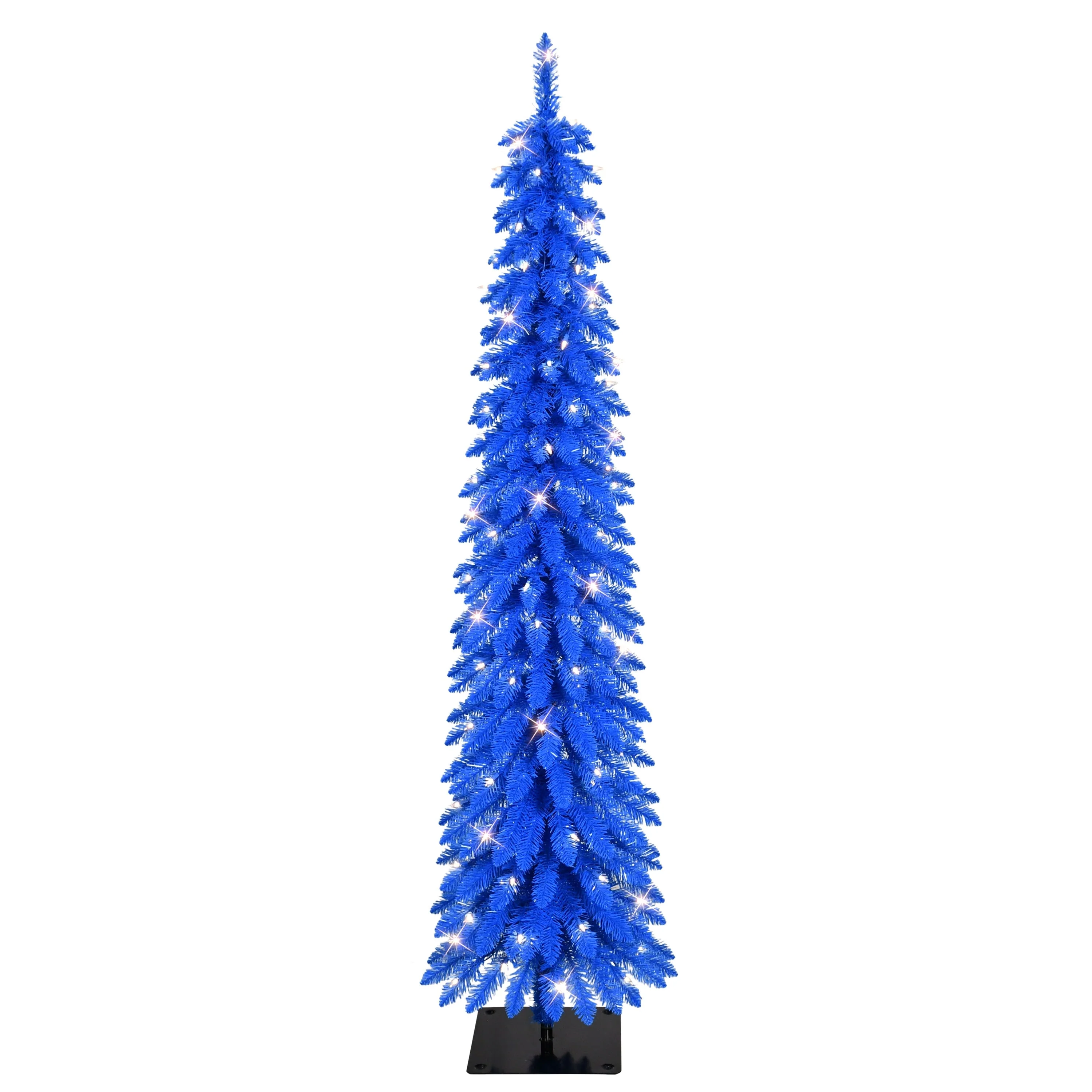 Puleo International 6' Pre-Lit Artificial Blue Alpine Pencil Tree