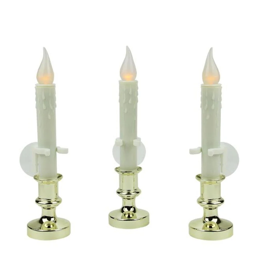 Pack of 3 LED Battery Operated Flickering Window Christmas Candle Lamps 8.5