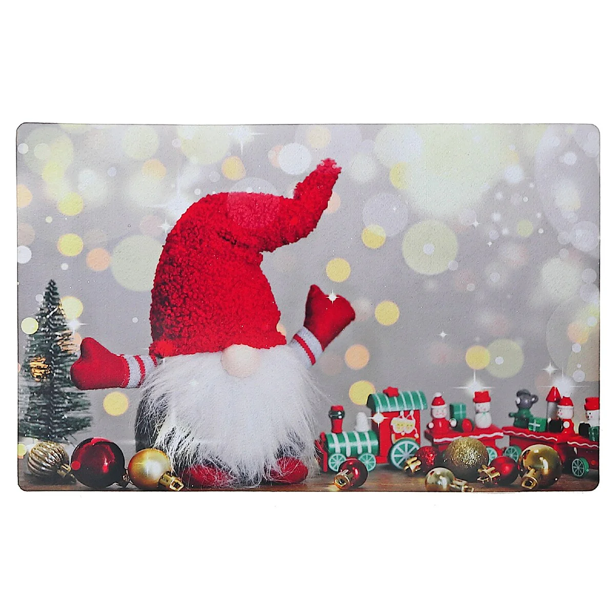 Christmas Printed Rubber Mat Gnome With Train
