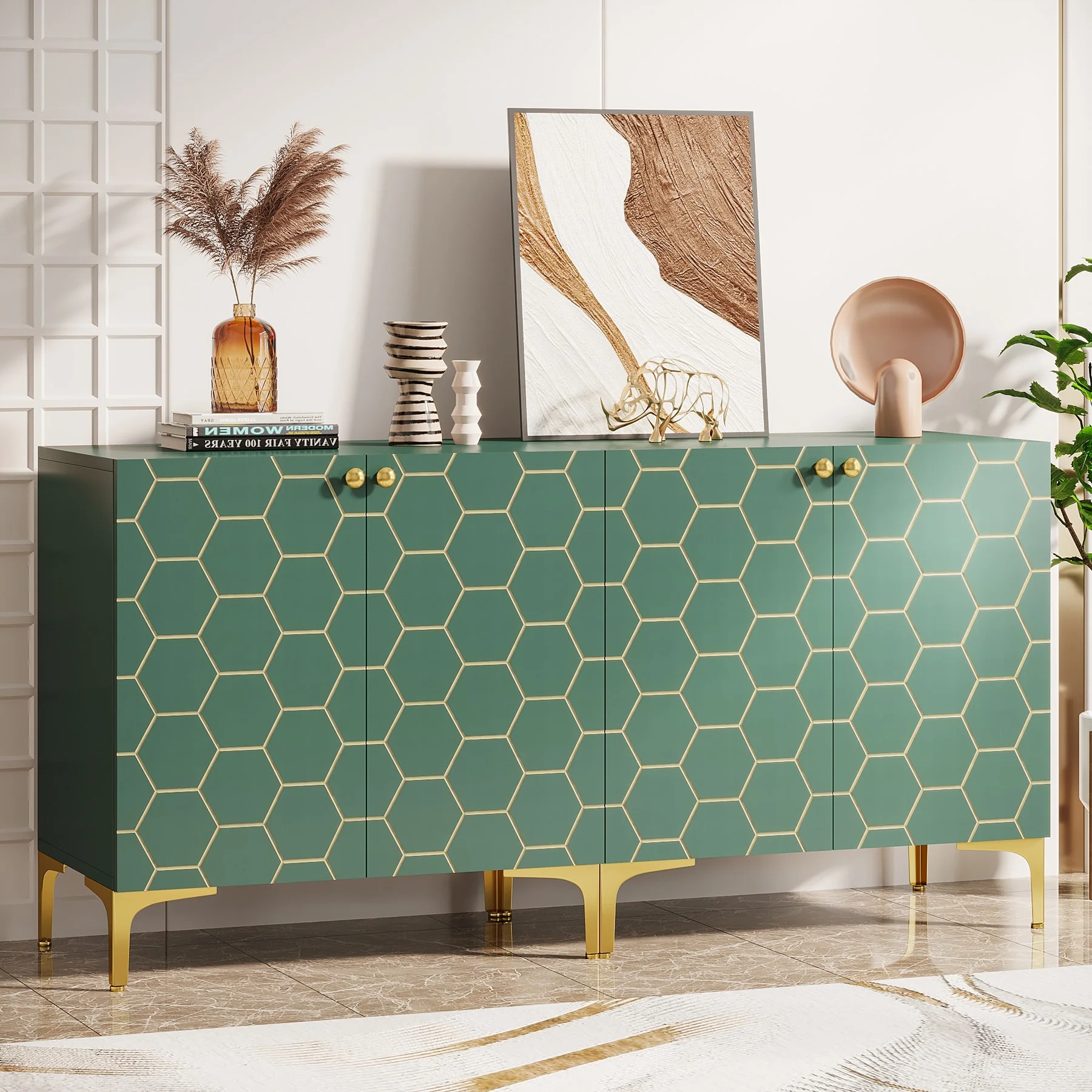 63'' Modern Accent Storage Cabinet with Metal Legs for Living Room Bedroom Kitchen Dining Room