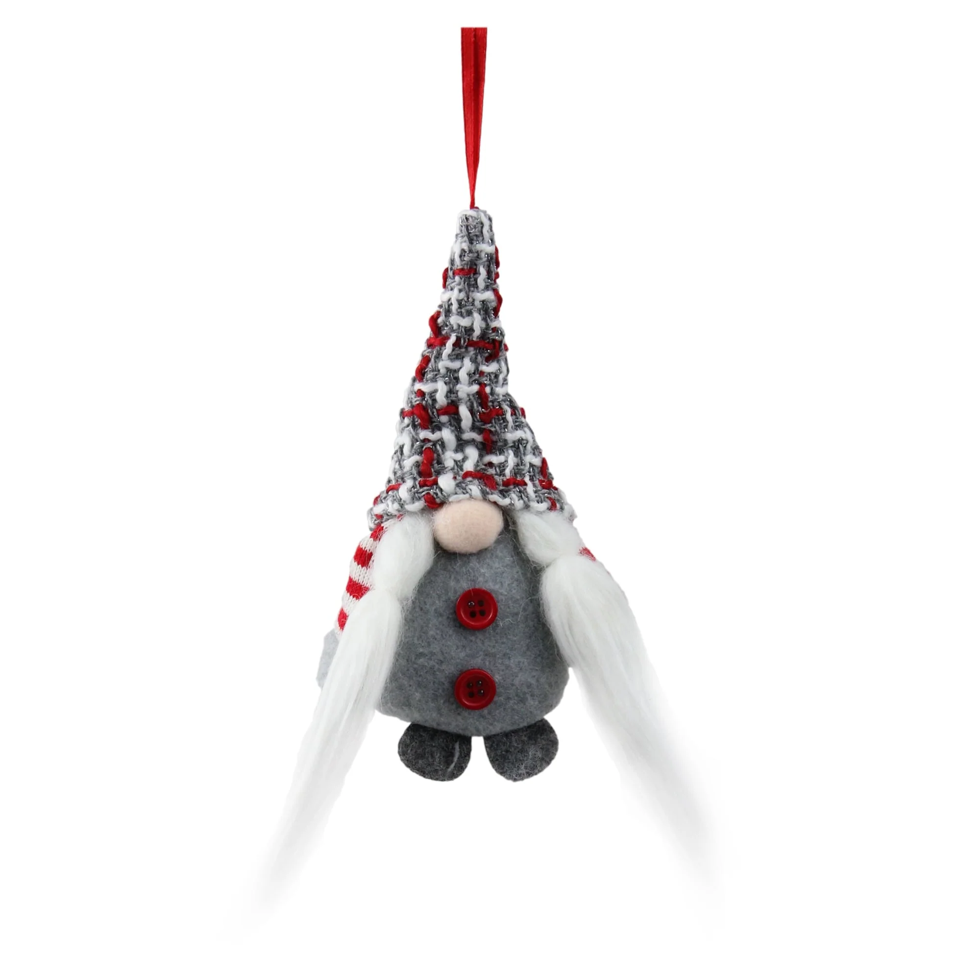 Santa's Helper Gnome with Plaid Hat Christmas Ornament - 6