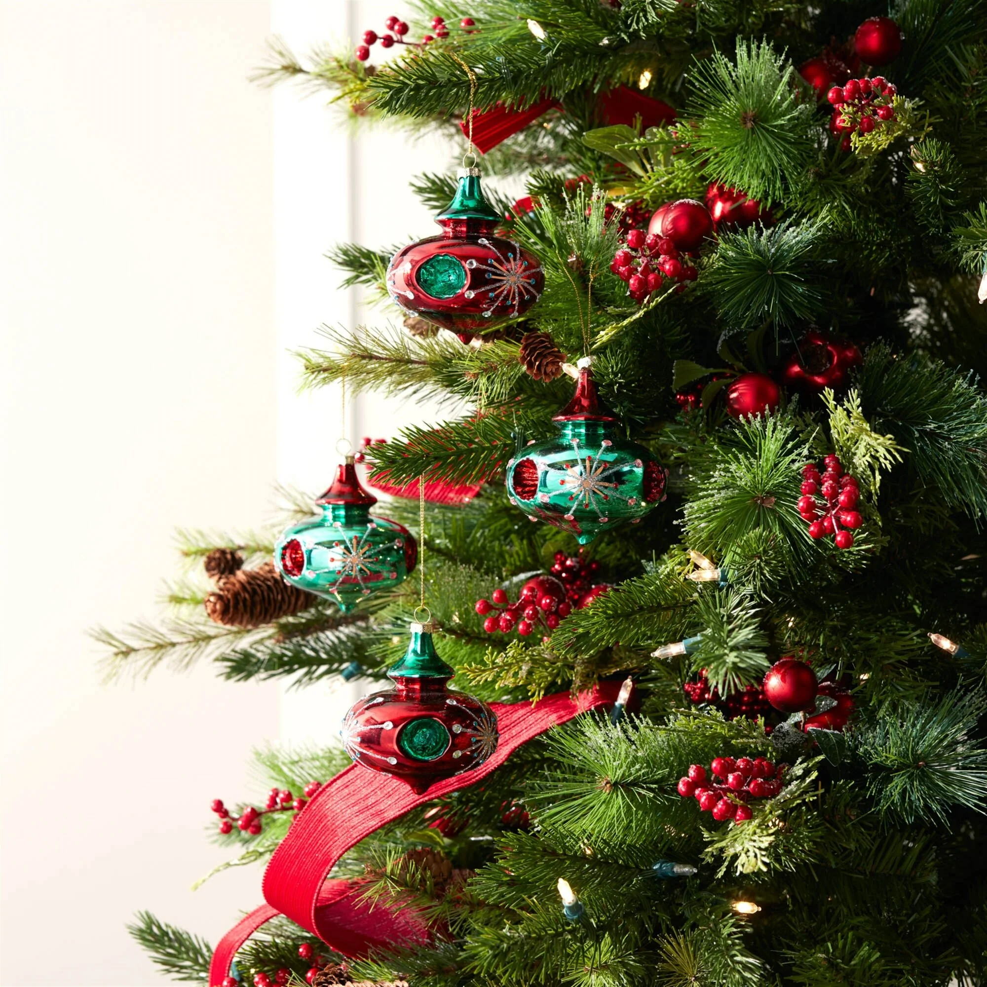 Glittered Reflector Glass Christmas Ornaments - 4