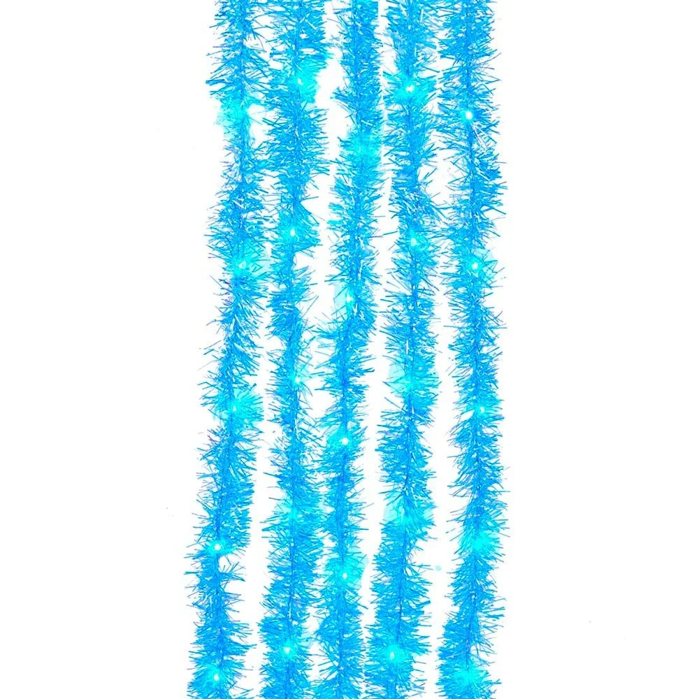 Kurt Adler 6.5-Foot 100-Light Blue Tinsel Cascade Light Set