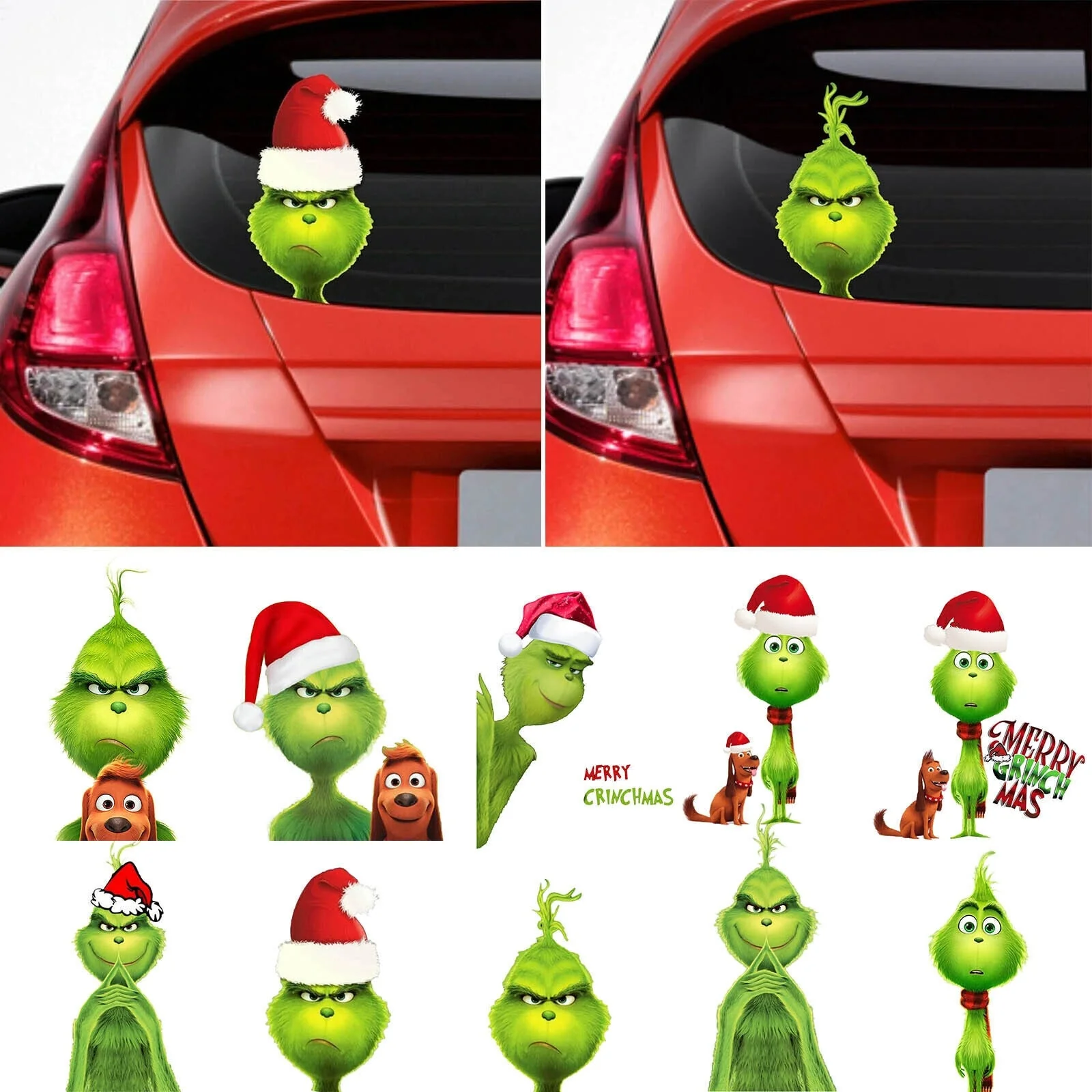 Grinch Truck Window Christmas Decoration