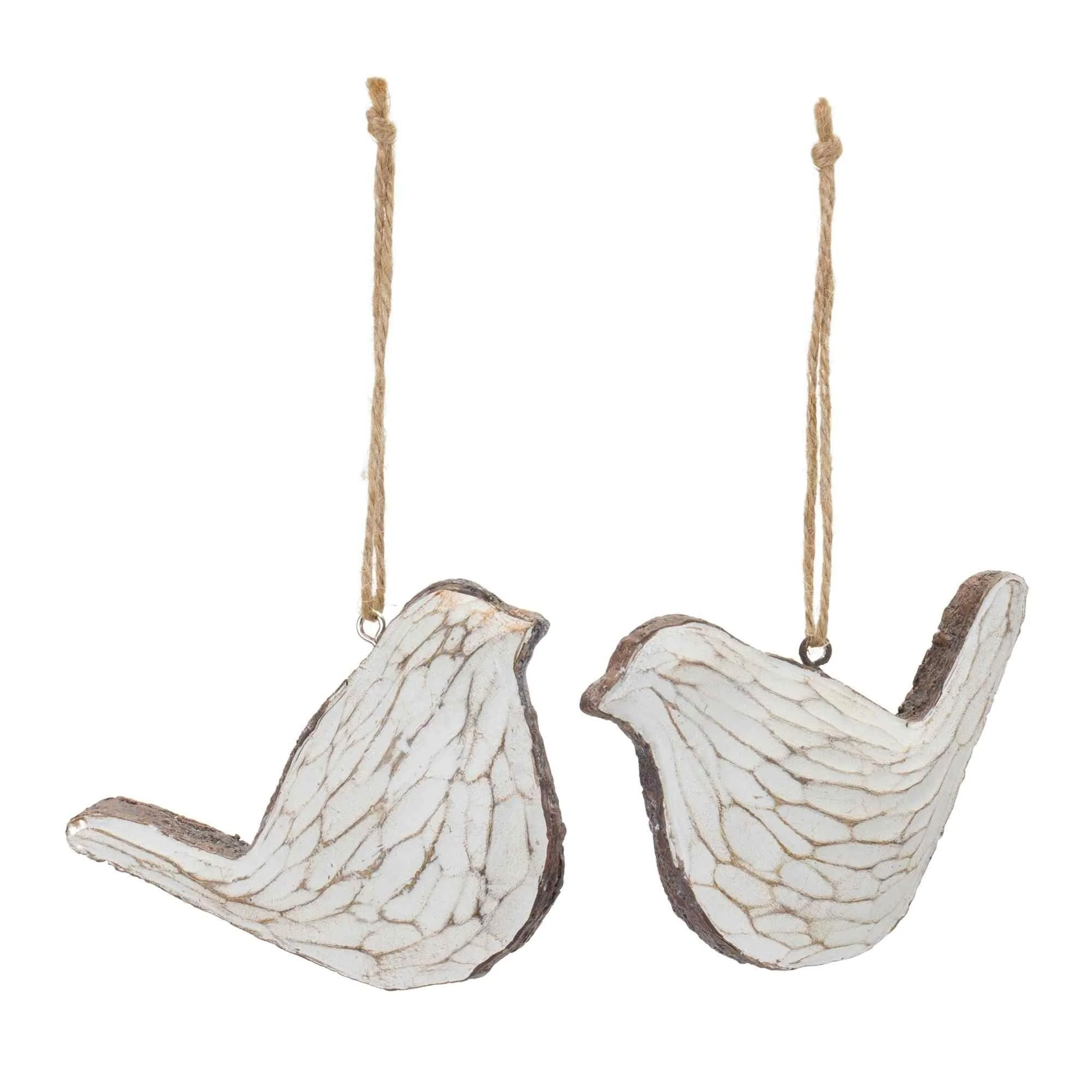 Carved Bird Christmas Ornaments - 3.25