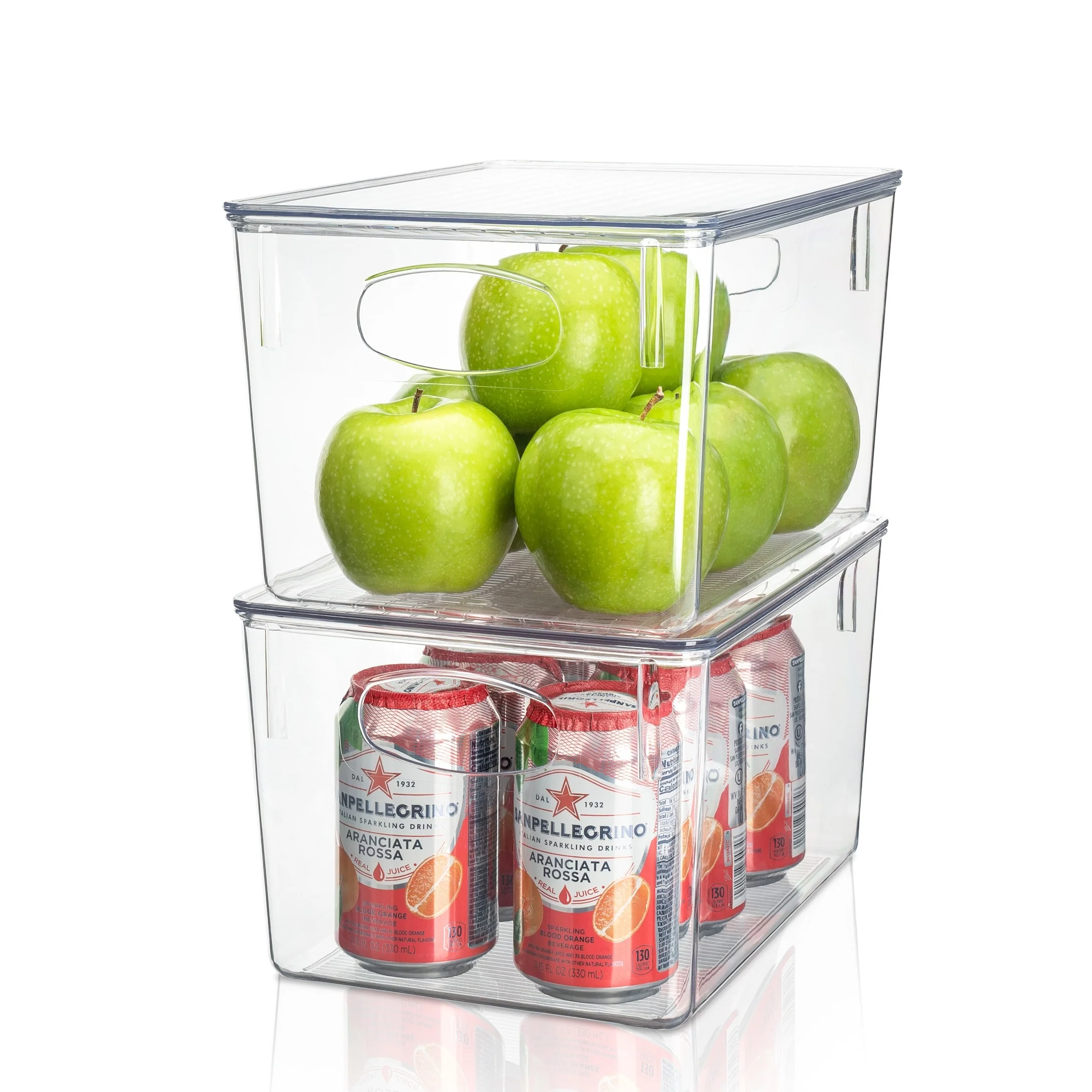 Plastic Storage Clear Bins w/ Lid, Stackable Pantry Box Bin Containers