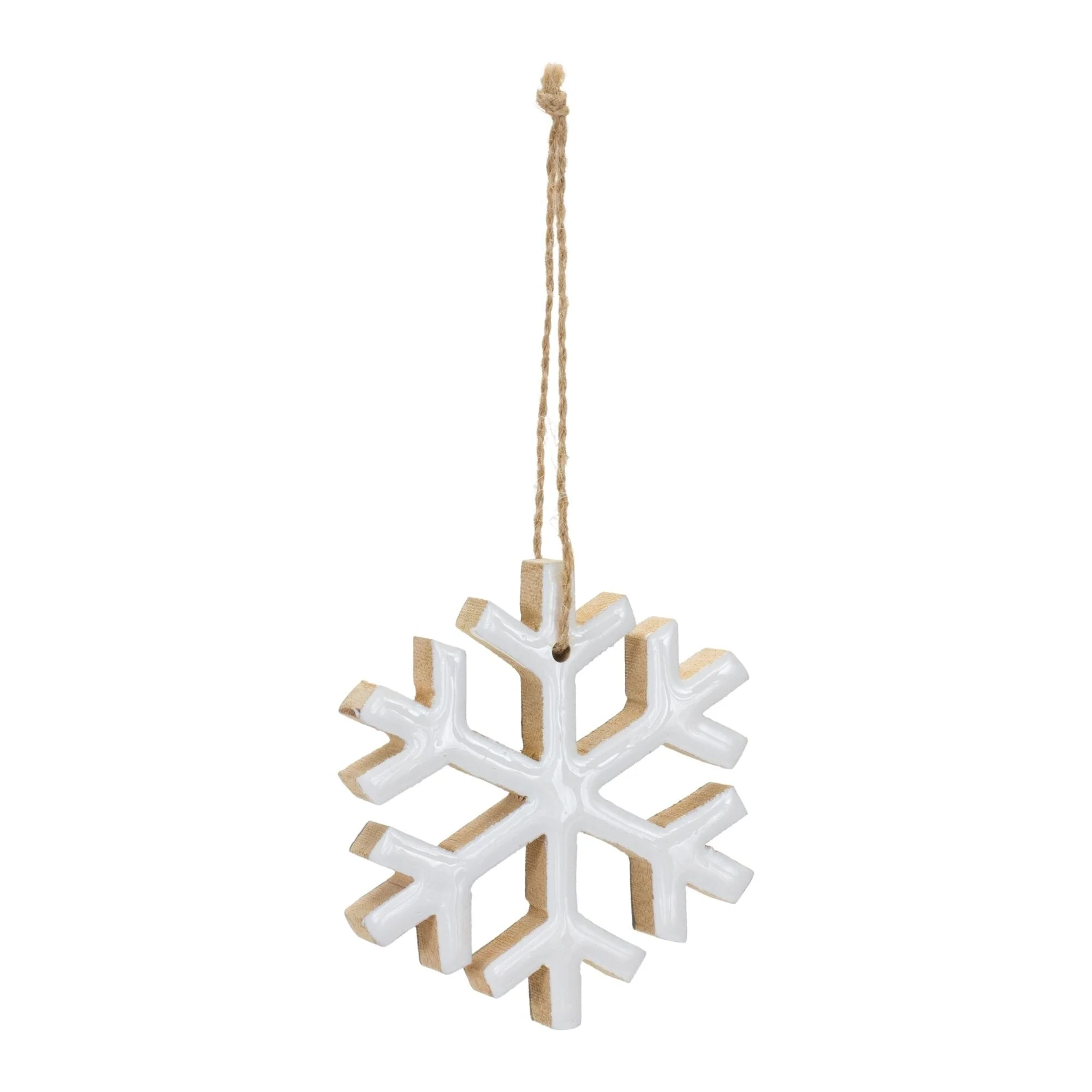 12ct White Wooden Snowflake Christmas Ornaments 4