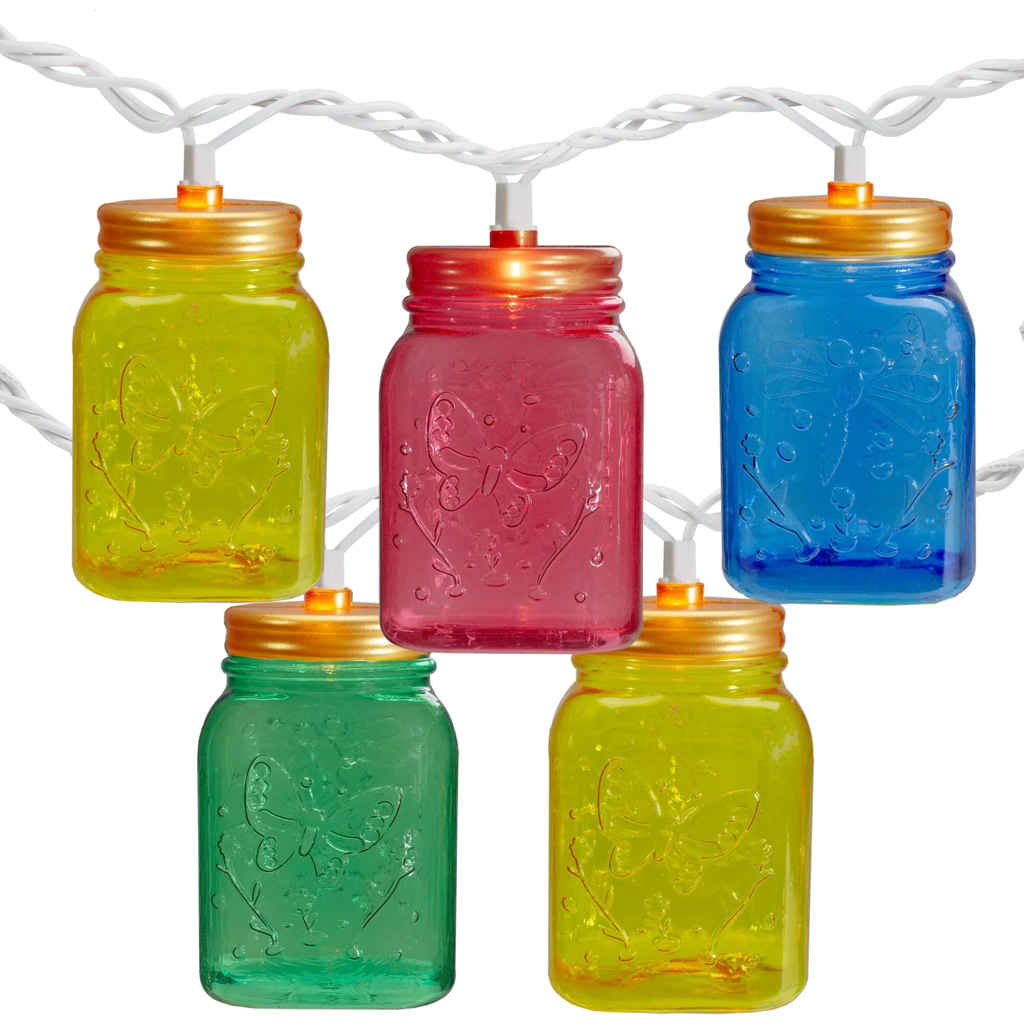 10-ct Multi-Color Mini Mason Jar Novelty String Light Set, 7.5ft