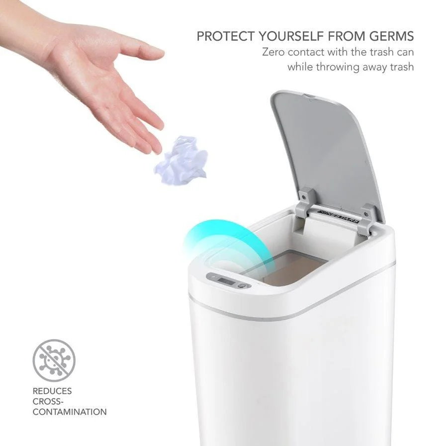 Nine Stars White Plastic 1.8-gal Motion Sensor Trash Can