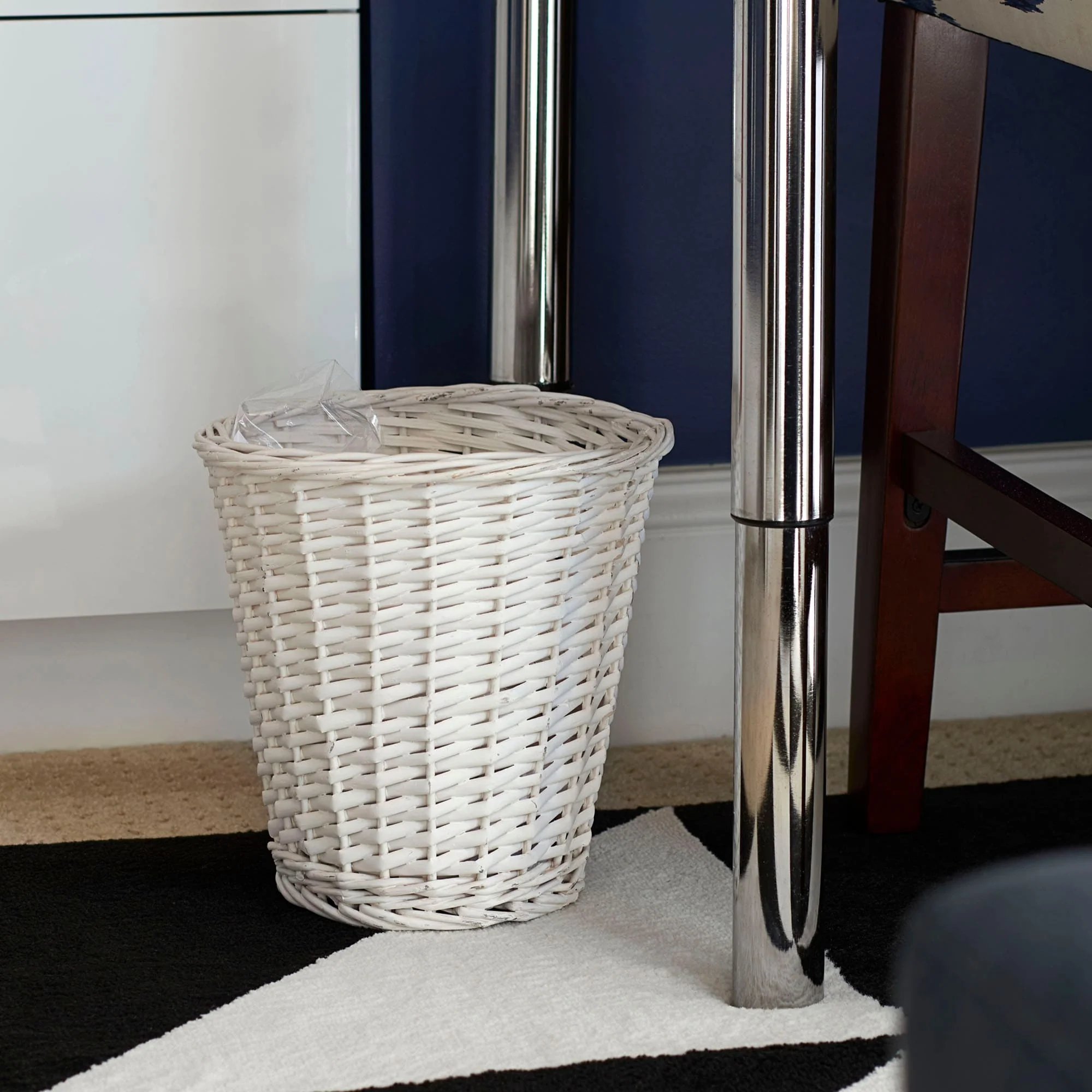 Household Essentials Willow Weave Wicker Waste Basket, White