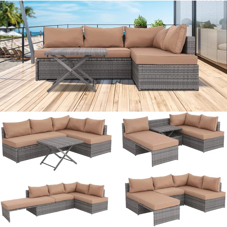 Uvala 80'' Wide 5 - Person Outdoor Seating Group with Cushions