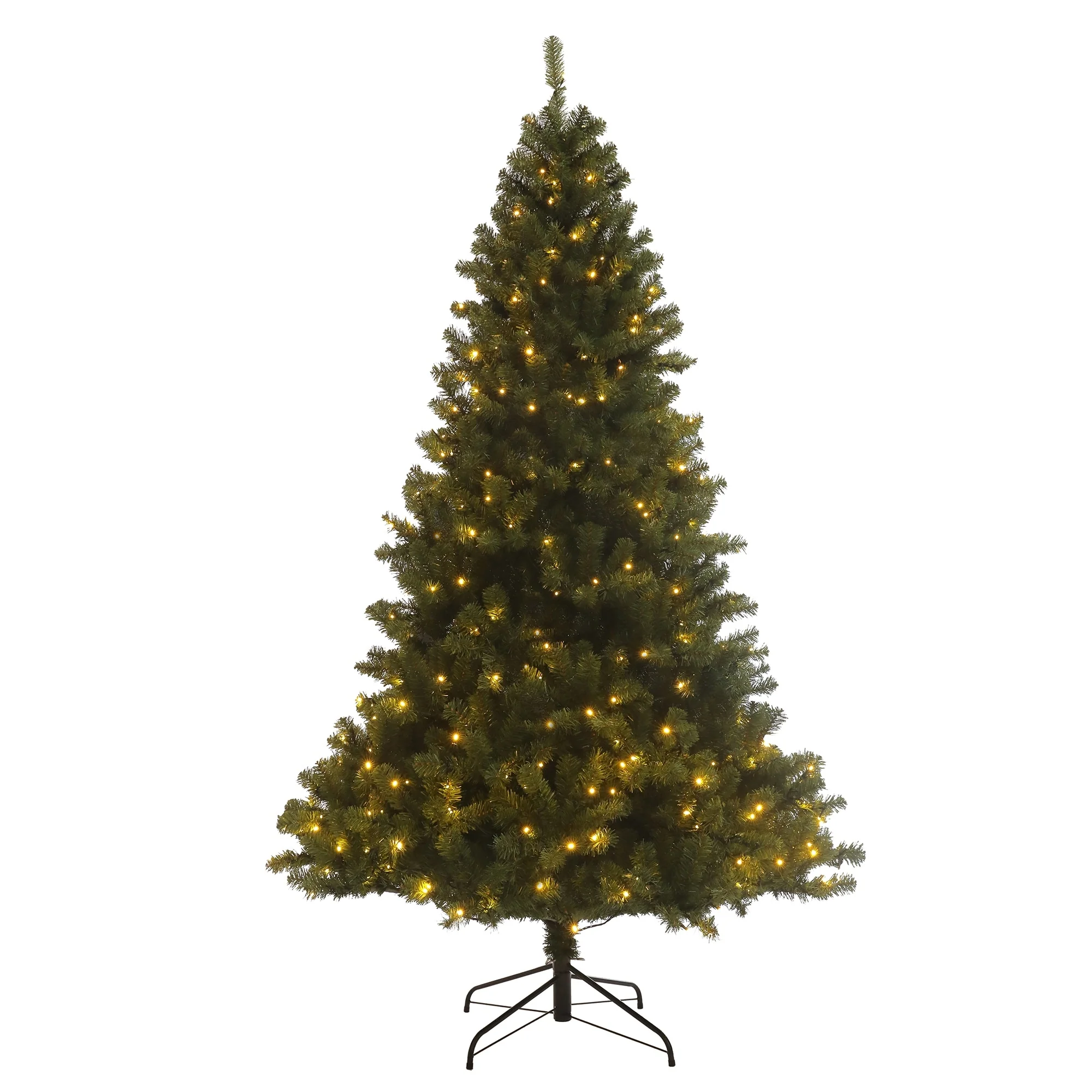 Pre-lit 7.5ft Hinged Xmas Tree with 400 LED Lights and Sturdy Metal Stand for Easy Assembly