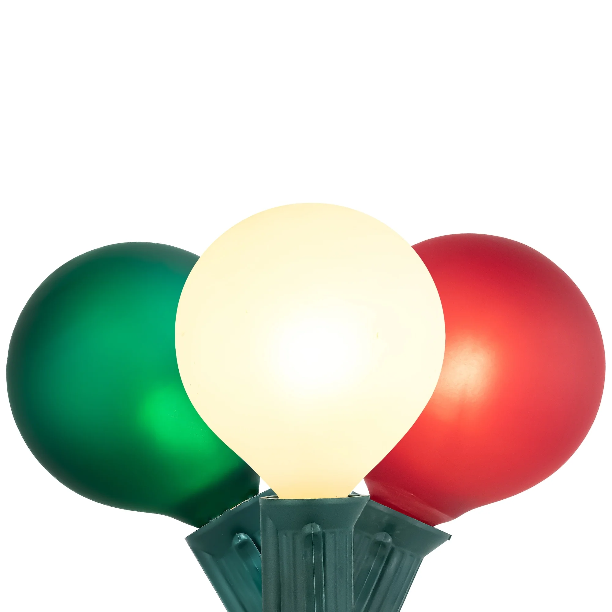 10-Count Frosted Red White Green G50 Globe Patio Lights 9ft Green Wire