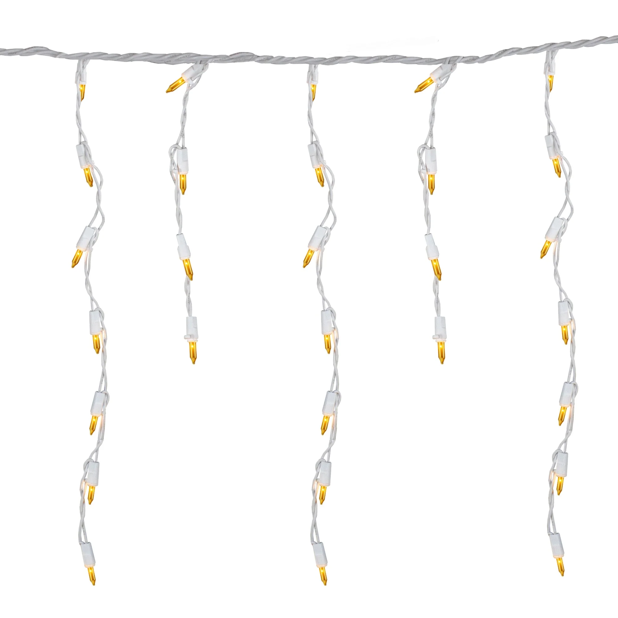 100 Count Opaque Gold Mini Icicle Christmas Lights - 3.5 ft White Wire