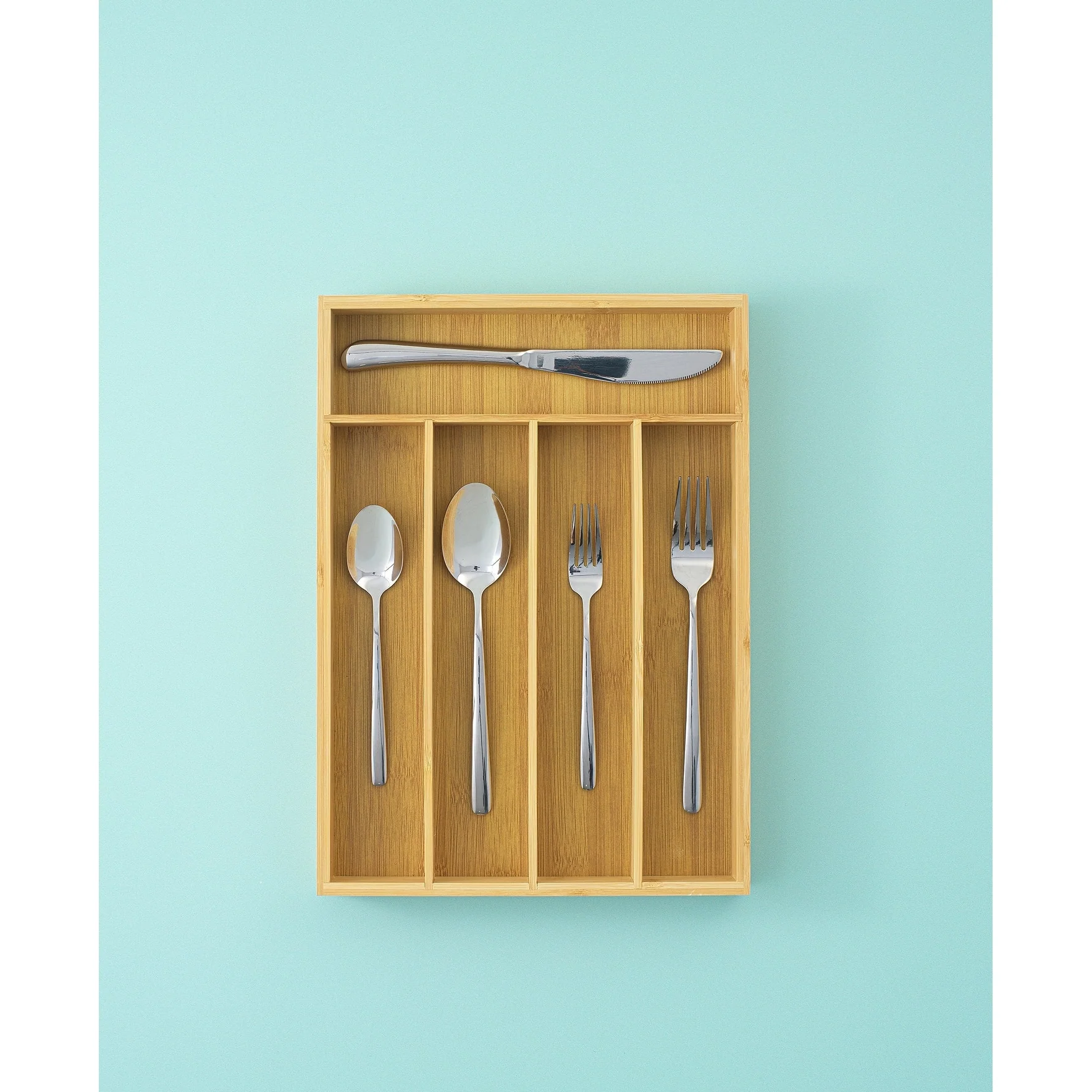 JoyJolt 5 Slot Bamboo Flatware Organizer