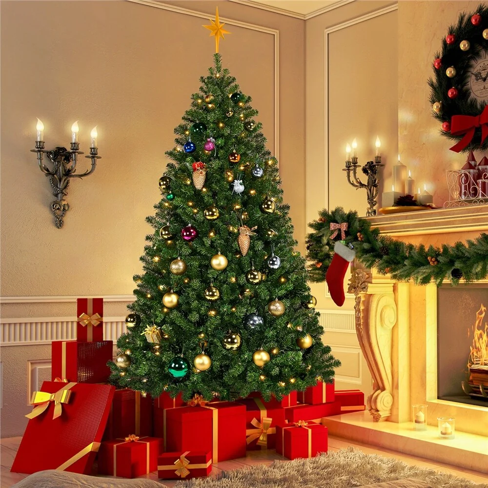 Yaheetech Pre-lit Spruce Artificial Hinged Holiday Christmas Pine Tree