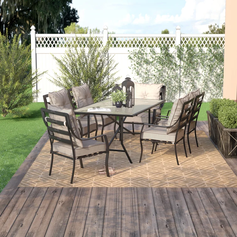 Bozarth 6 - Person Rectangular Outdoor Dining Set with Cushions