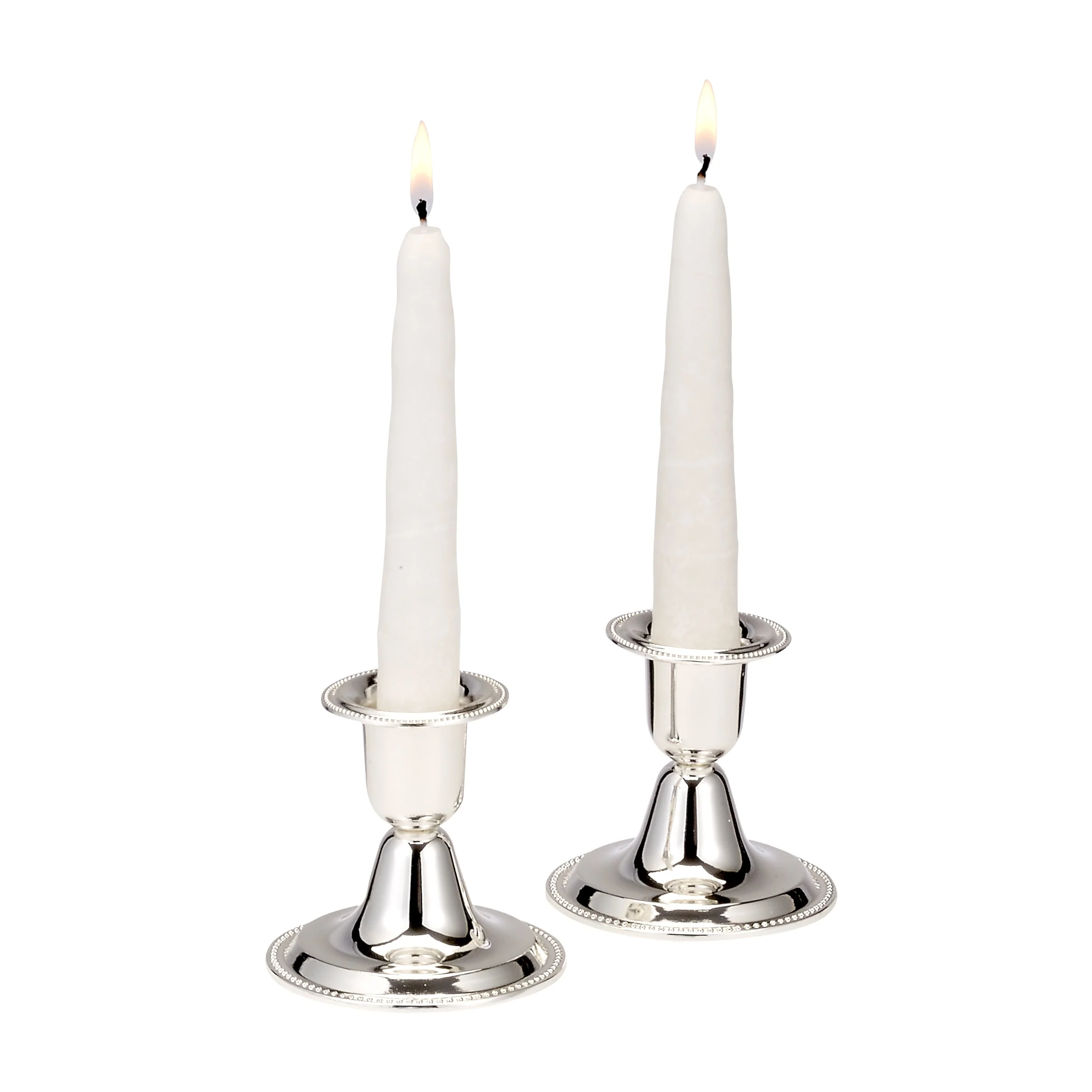 2-Piece Silver Plated Small Traditional Sabbath Candle Stick Holders