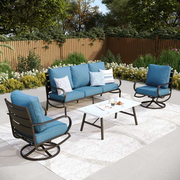 Tapasi 5-7 - Person Patio Conversation Set with Swivel Lounge Chairs & Sofa